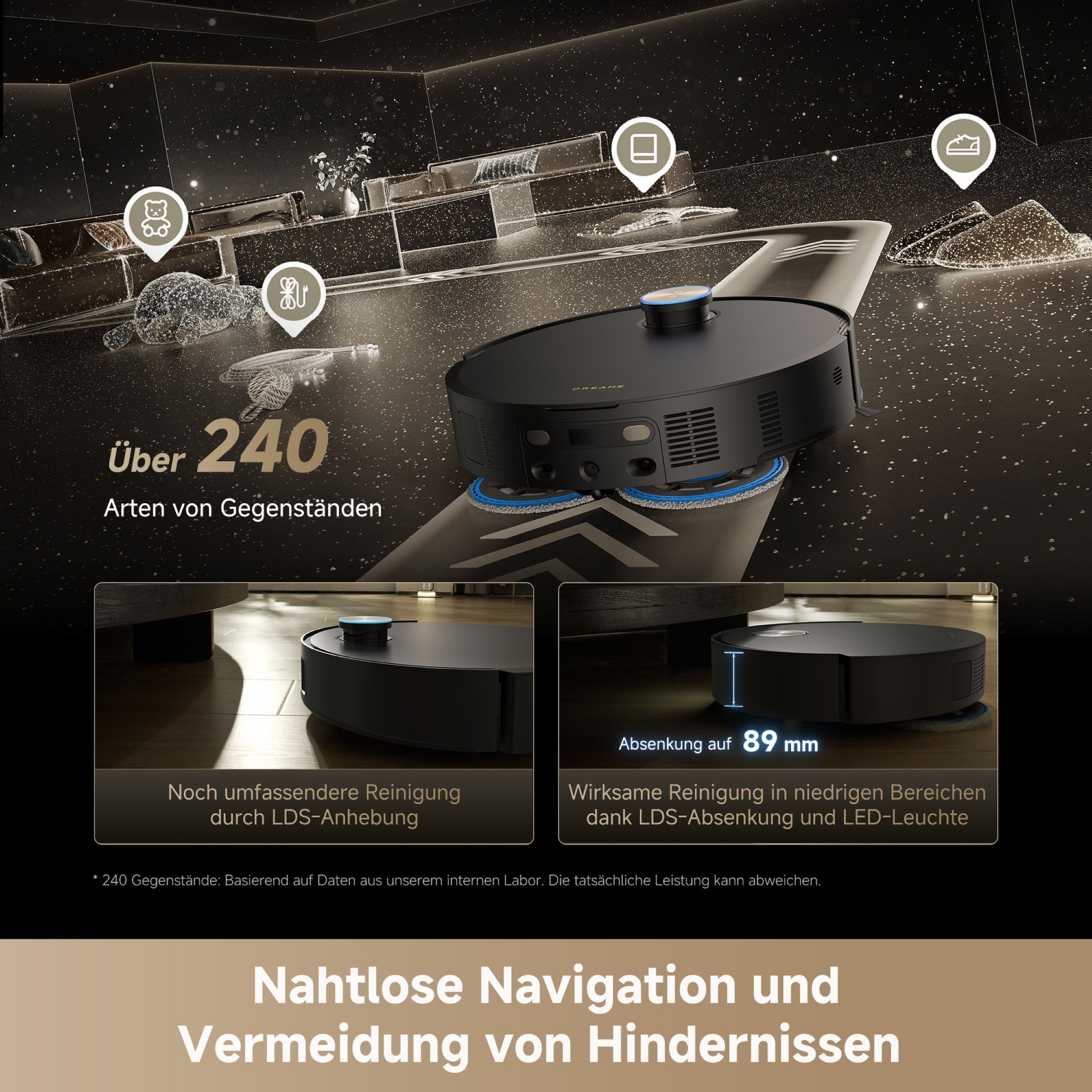 Dreame Saugroboter »mit Wischfunktion Matrix 10 Ultra« Mop-Wechsel, drei Reinigungsmittel, überwindet Hindernisse, 30.000 Pa