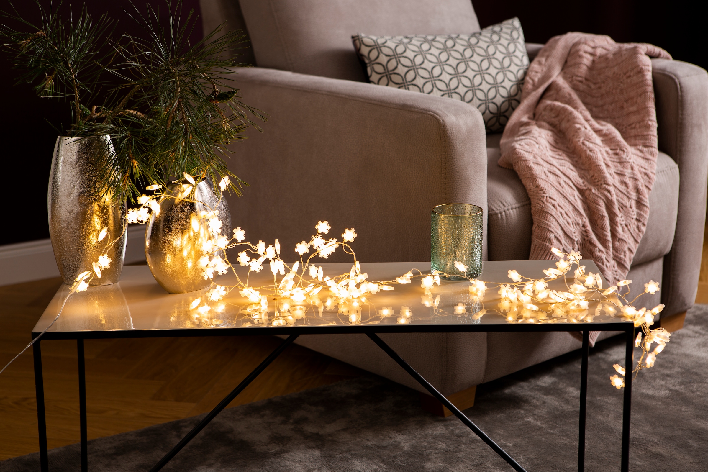 AM Design aussen«, Weihnachtsdeko | bestellen BAUR 5m LED-Lichterkette Anlaufkabel »Schneeflocke