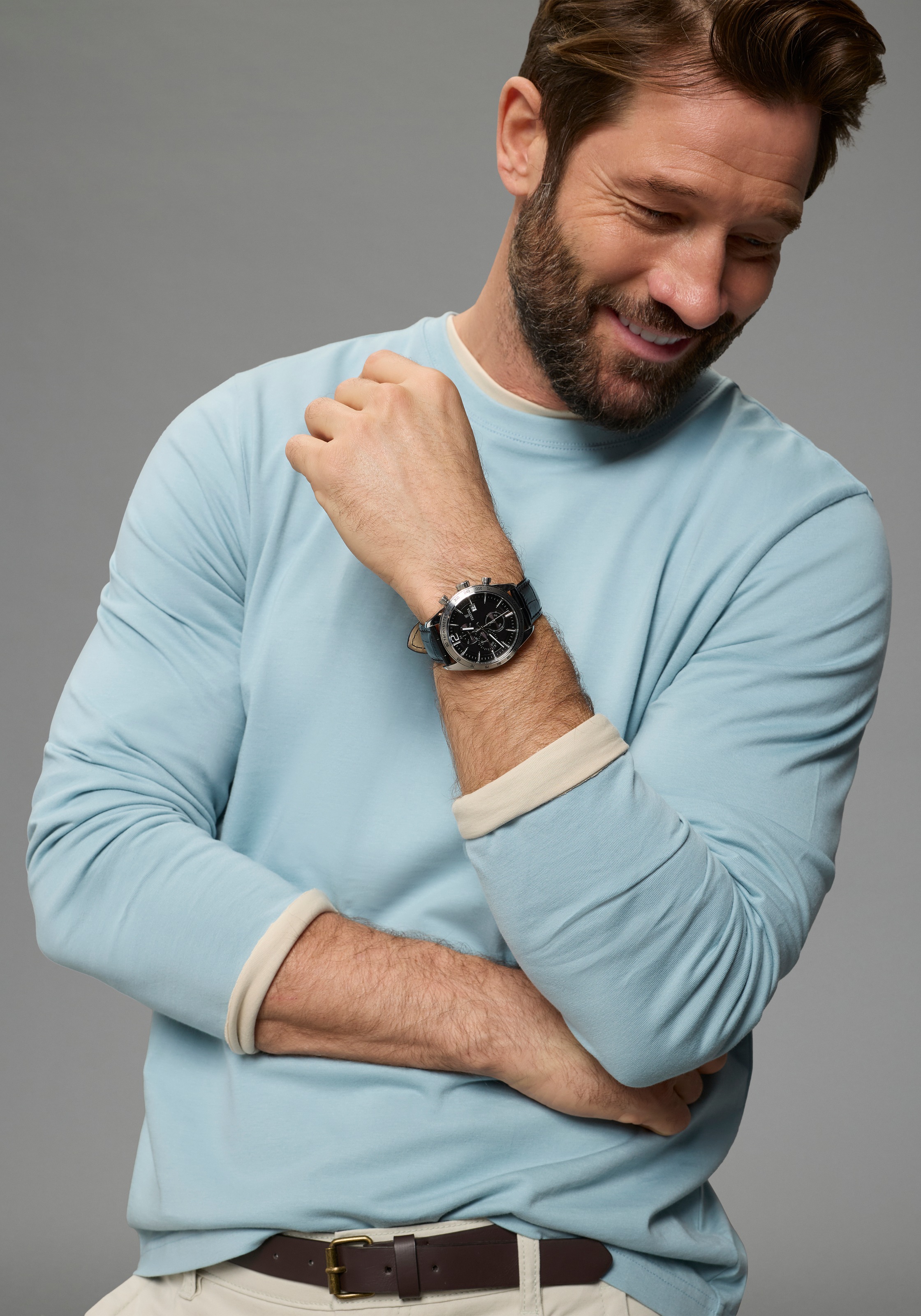 Mans World Langarmshirt "neue Farbe " 3er-Pack, Langarm, unifarben, aus Bau günstig online kaufen