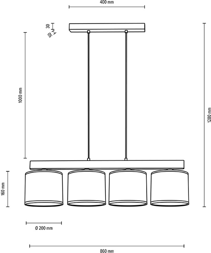 BRITOP LIGHTING Pendelleuchte »HOJA«, 4 flammig, Leuchtmittel E27 | ohne Leuchtmittel, Hängeleuchte, Aus edlem Eichenholz, Kürzbar