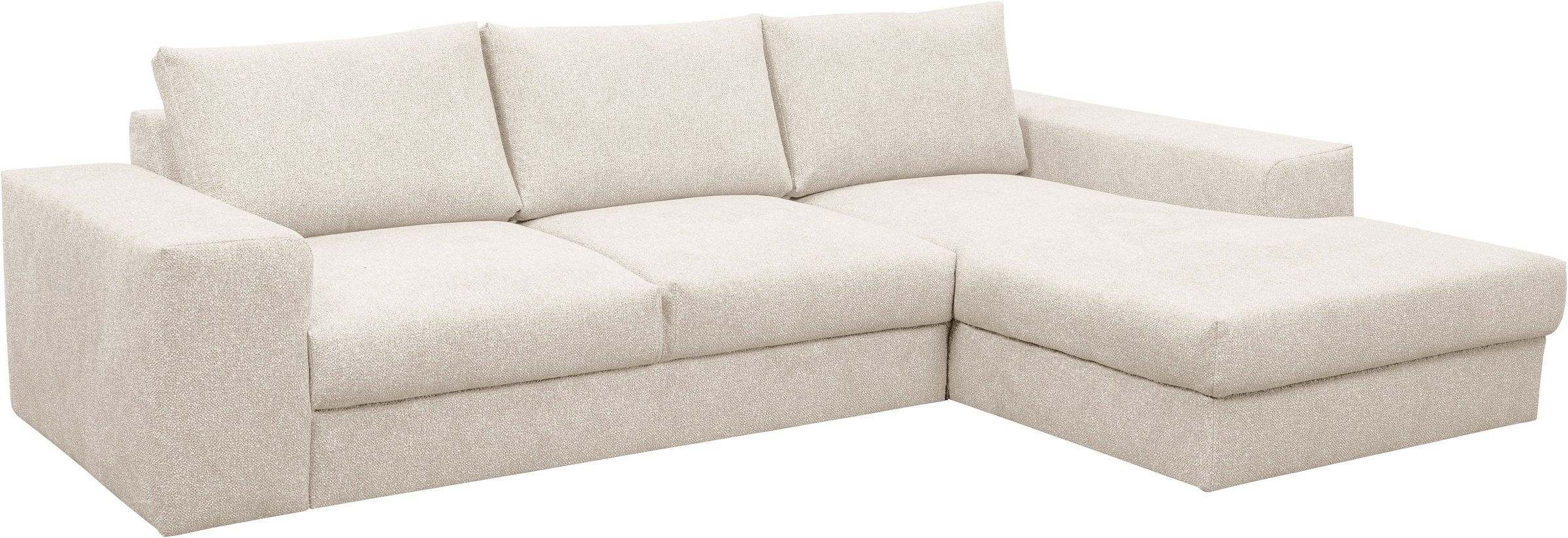 WERK2 Ecksofa »Rozzana Design Ecksofa mit hohem Komfort, zeitlos & elegant, L-Form,«, in kuschelweichen Trendstoffen Cord, Breitcord und Plüsch