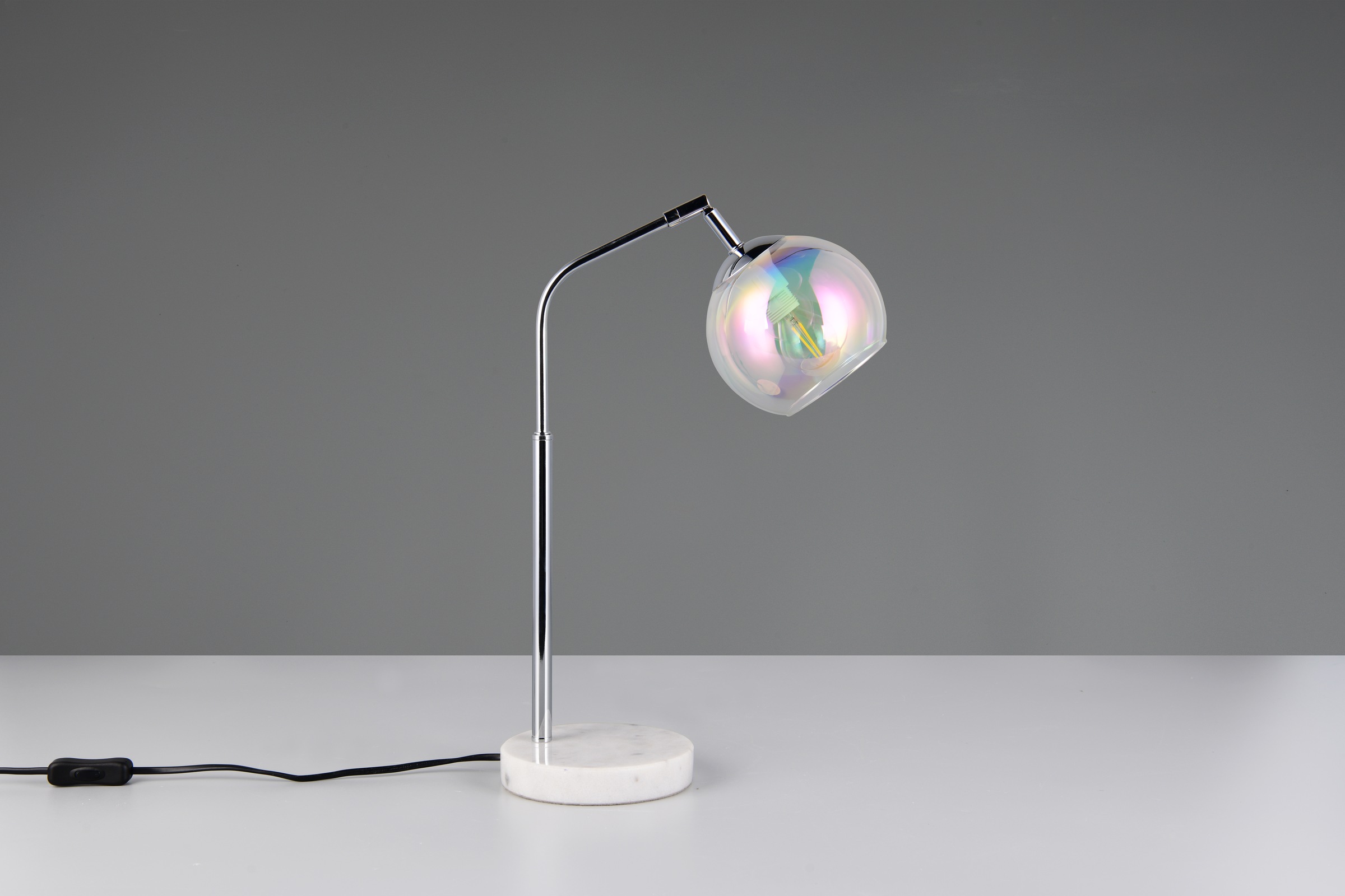 TRIO Leuchten Schreibtischlampe »PAXTON, exkl. 1x E14 max 10W, Leseleuchte Nachttischlampe«, 1 flammig, Leuchtmittel E14 | Leuchtmittel wechselbar, mit Glas Lampenschirm, Schnurschalter, Höhe 45 cm, Tiefe 28 cm