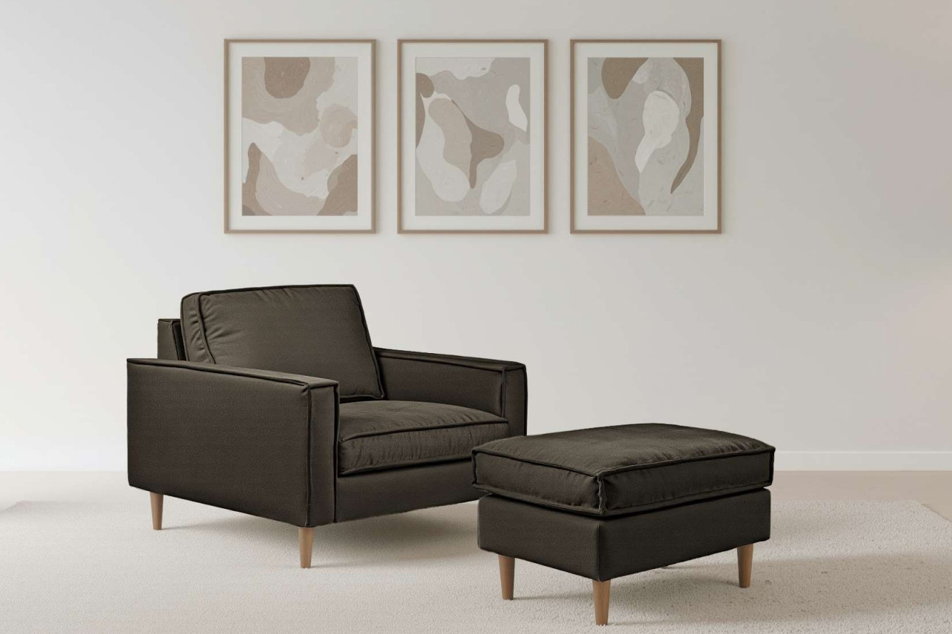 Home affaire Loveseat »Pinto Skandi 105 cm, Chenille, Struktur« mit Keder, Massivholzfüße Eiche geräuchert