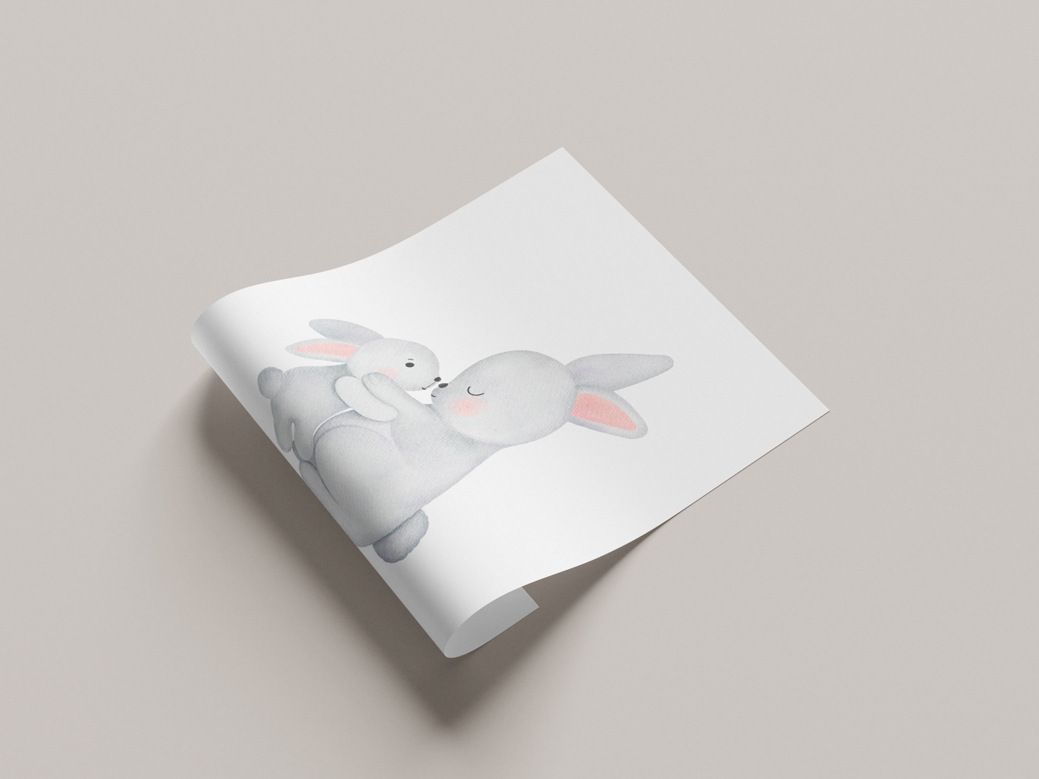 Lüttenhütt Bild mit Rahmen »oder Poster, Großer Hase und Hasenkind«, Fantasy-Hase-Hasen-Tiere-Liebessprüche-Schriftzug, (1 St.), HD Premium Druck