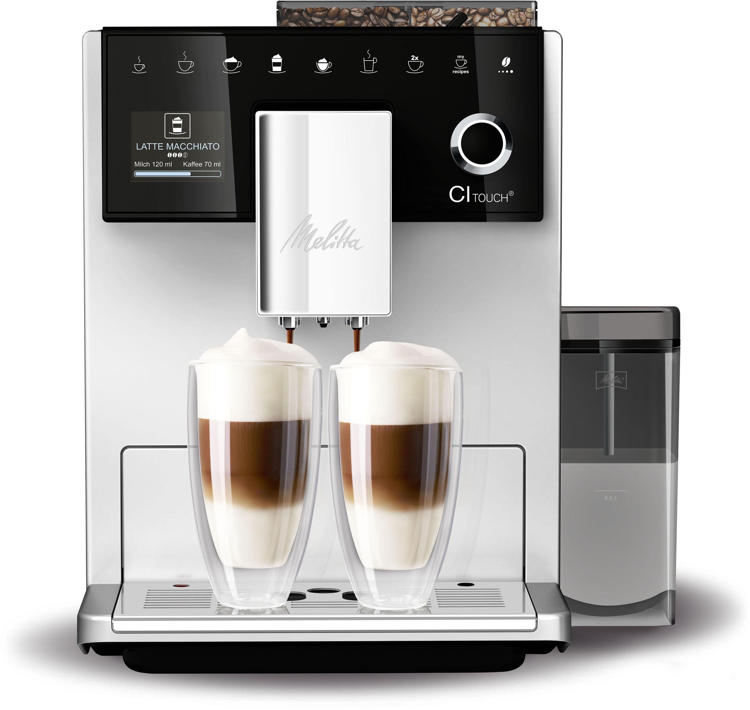 Melitta Kaffeevollautomat »CI Touch® F630-101, BAUR Bedienoberfläche Touch Funktion | silber«, mit Mahlwerk & Flüsterleises Slide