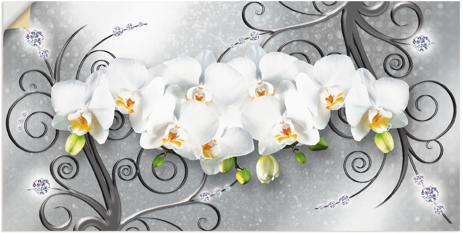 Leinwandbild, »weiße (1 Größen BAUR Artland Orchideen Poster St.), Ornamenten«, in bestellen Wandaufkleber oder | auf Alubild, versch. Wandbild als Blumenbilder,