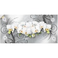 Artland Wandbild »weiße Orchideen auf Ornamenten«, Blumenbilder, (1 St.), in vielen Größen & Produktarten - Alubild / Outdoorbild für den Außenbereich, Leinwandbild, Poster, Wandaufkleber / Wandtattoo auch für Badezimmer geeignet