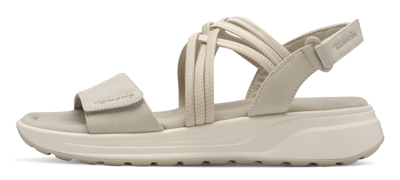 Tamaris Keilsandalette, Plateau, Bequemschuh, Sandale mit elastischen, überkreuzten Riemchen