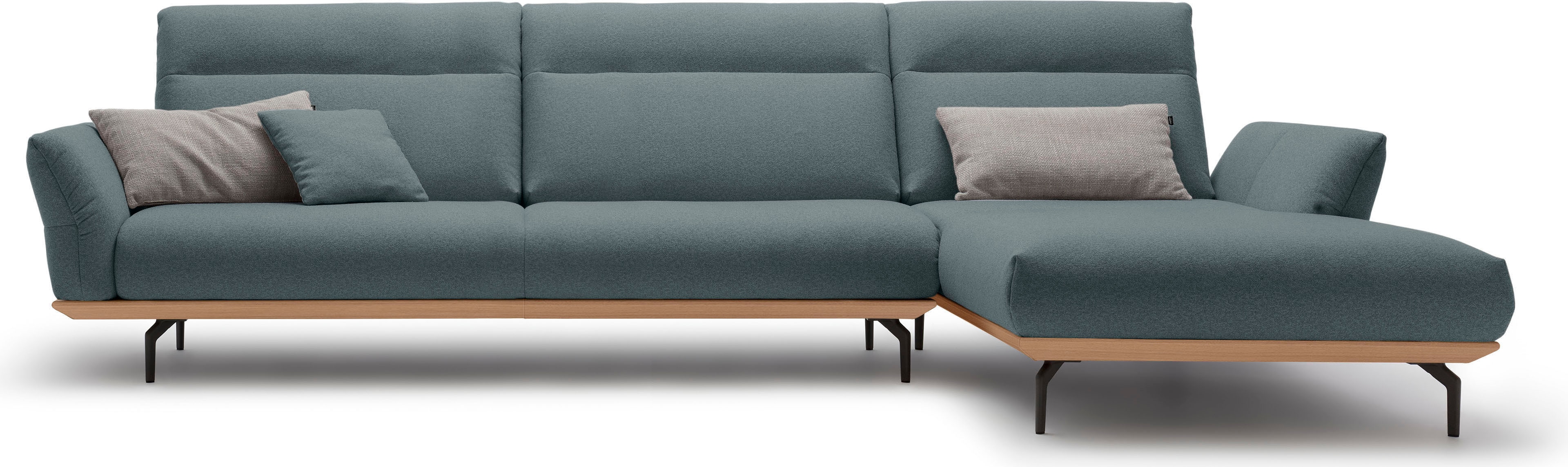 Creation BY ROLF BENZ Ecksofa "CR.460, Design-Sofa der Extraklasse, verstellbare Rückenlehne, L-Form" Sockel in Eiche, Winkelfüße in Umbragrau, Breite 338 cm
