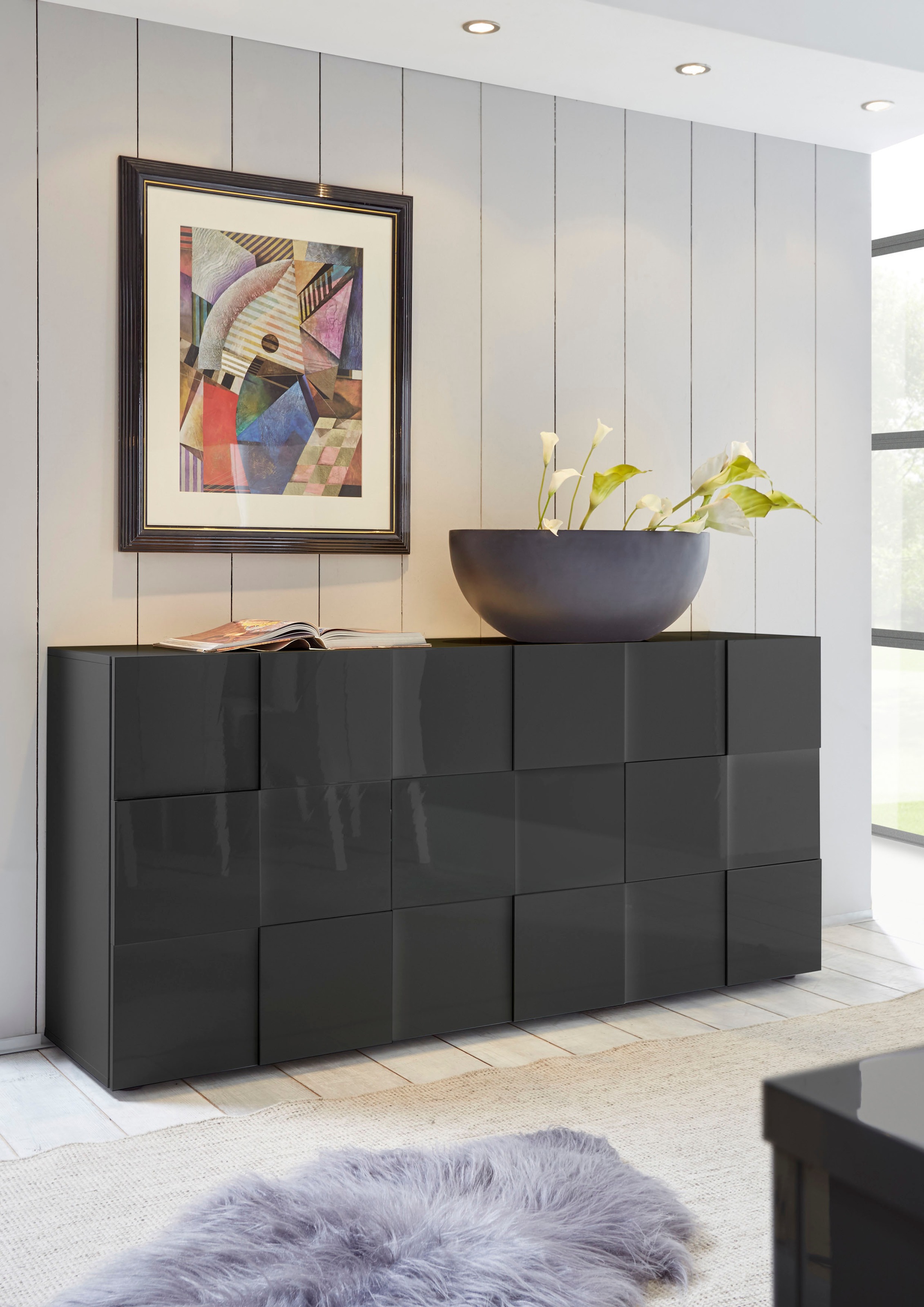 Home affaire Sideboard "Dama Breite 181, Kommode 3 Türen, Anrichte" Front i günstig online kaufen