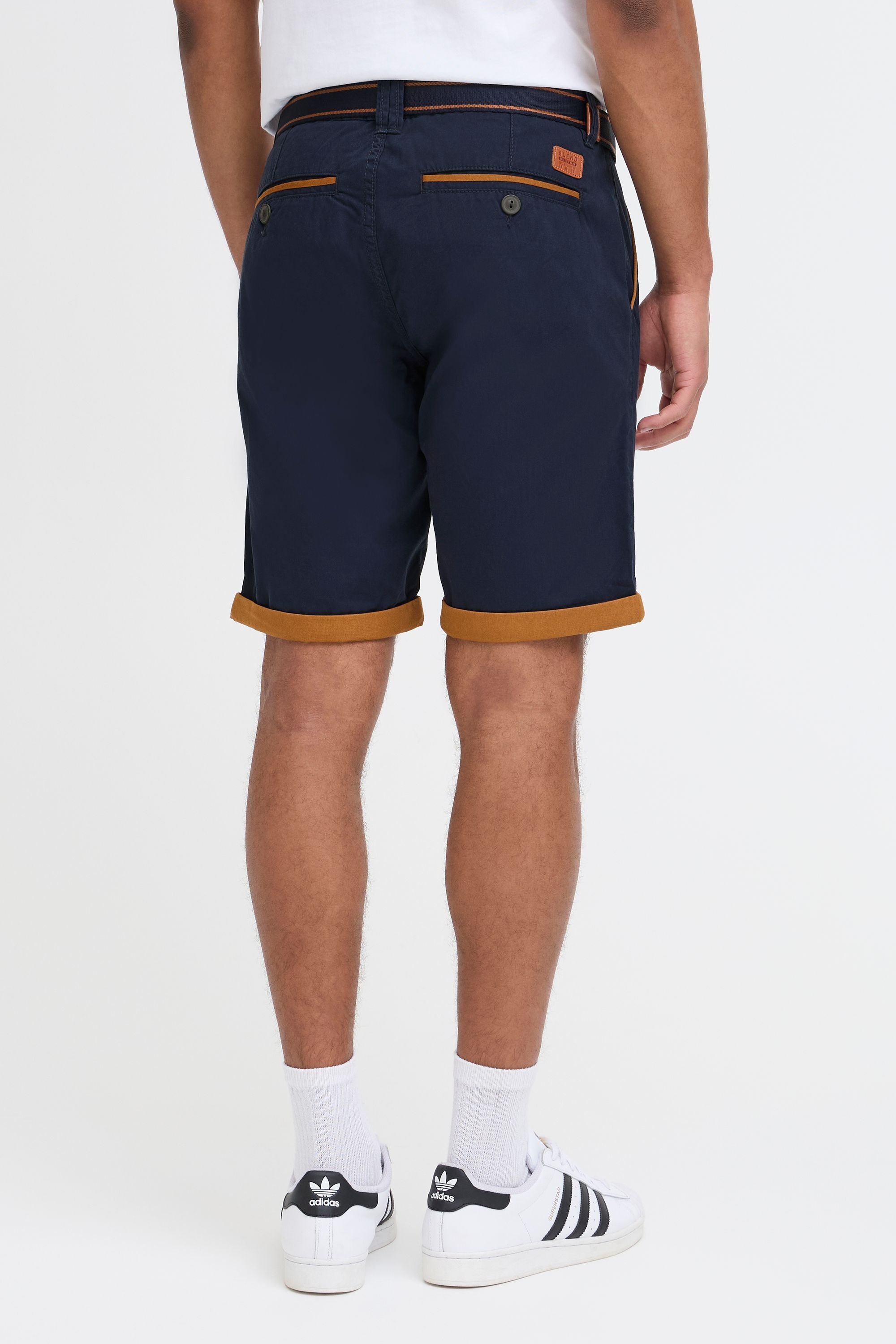 Chinoshorts BLEND "BHNeji", Herren, Gr. XXL, US-Größen, navy, Web, 100% Baumwolle, unifarben, regular fit kurz, Hosen Chinoshorts, Chino Shorts mit umgeschlagenen Hosenbeinen in Kontrastfarbe 3