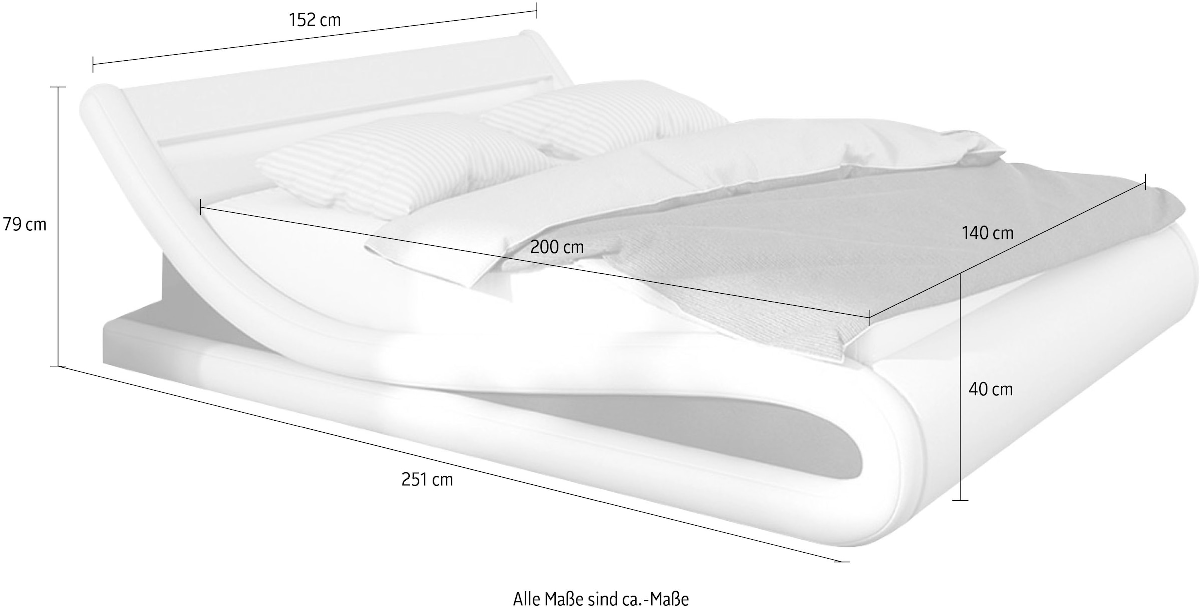 SalesFever Polsterbett, mit LED-Beleuchtung, Kunstleder, Design Bett in moderner Form
