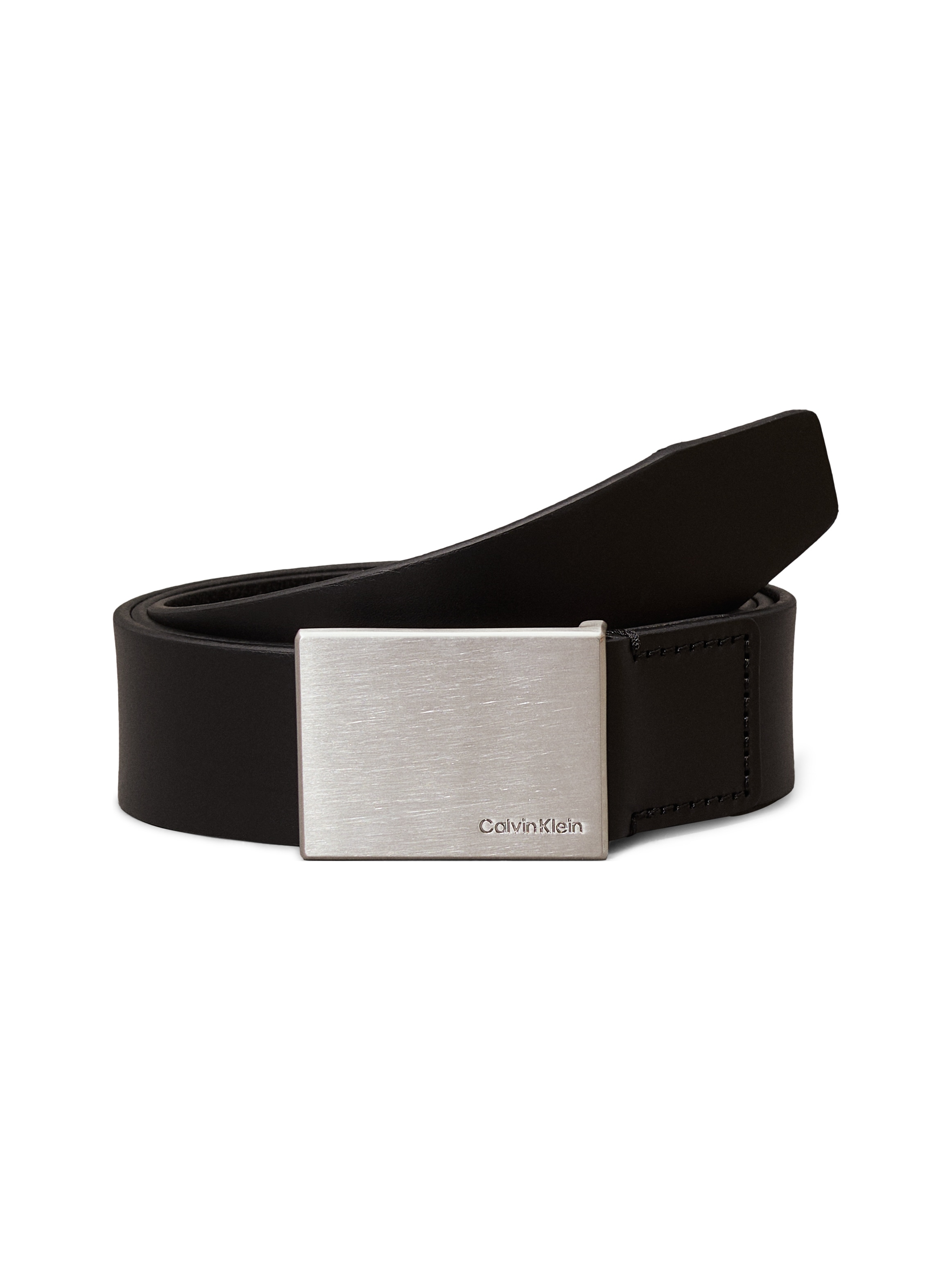 Calvin Klein Ledergürtel "FORMAL PLAQUE BELT 3.5CM" Schnalle aus gebürstetem Metall