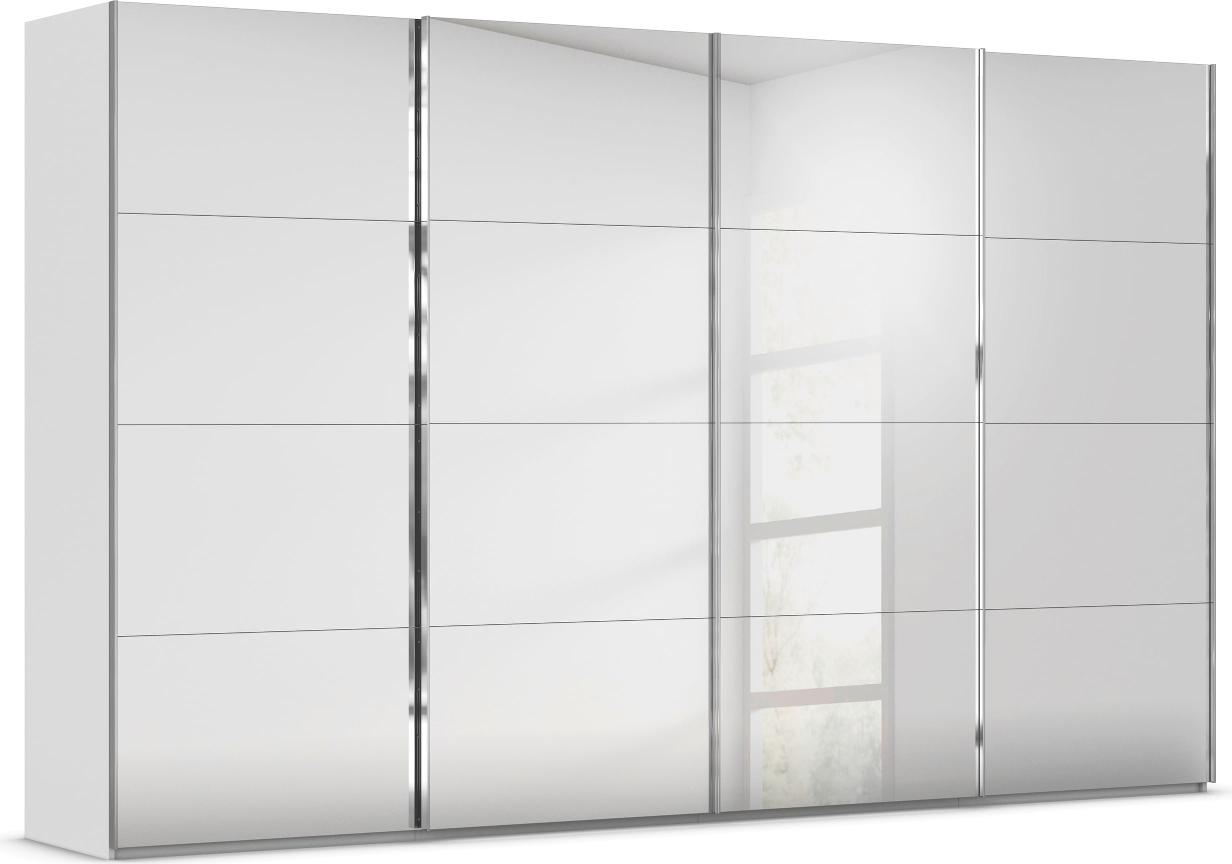 rauch "Kleiderschrank Schrank Garderobe Schlafzimmerschrank SCALE-FYRA" edle viergeteilte Türen, Spiegelfront und viele Farben MADE IN GERMANY