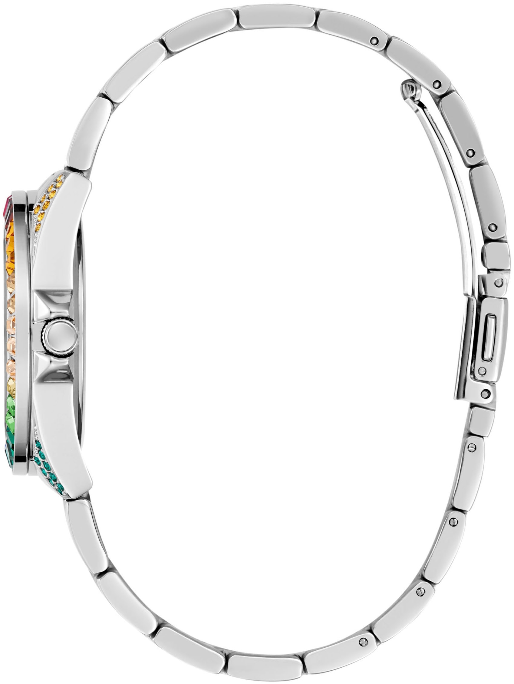 Guess Quarzuhr »OPALINE«, Armbanduhr, Damenuhr, Datum, Kristallsteine, Mineralglas, analog