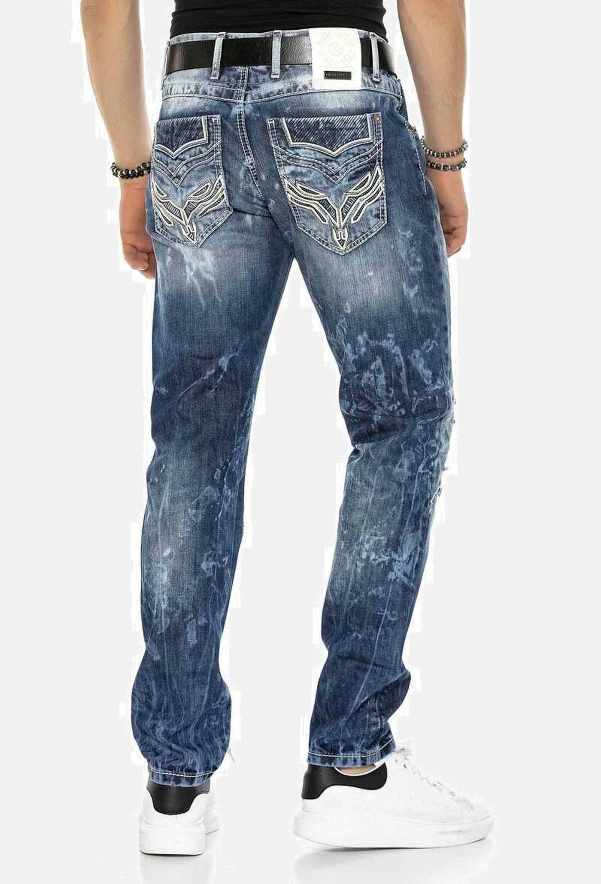Cipo & Baxx Regular-fit-Jeans »Cipo & Baxx Jeans DENIM« bequeme Jeans im ausgefallenen Lagen-Design, CD611