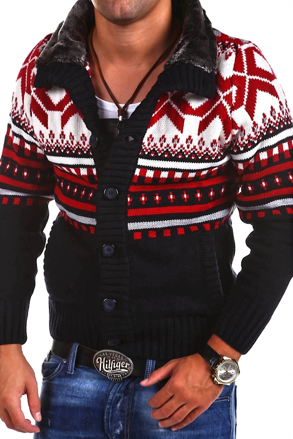 behype "CRSM" mit modischem Norweger-Muster günstig online kaufen