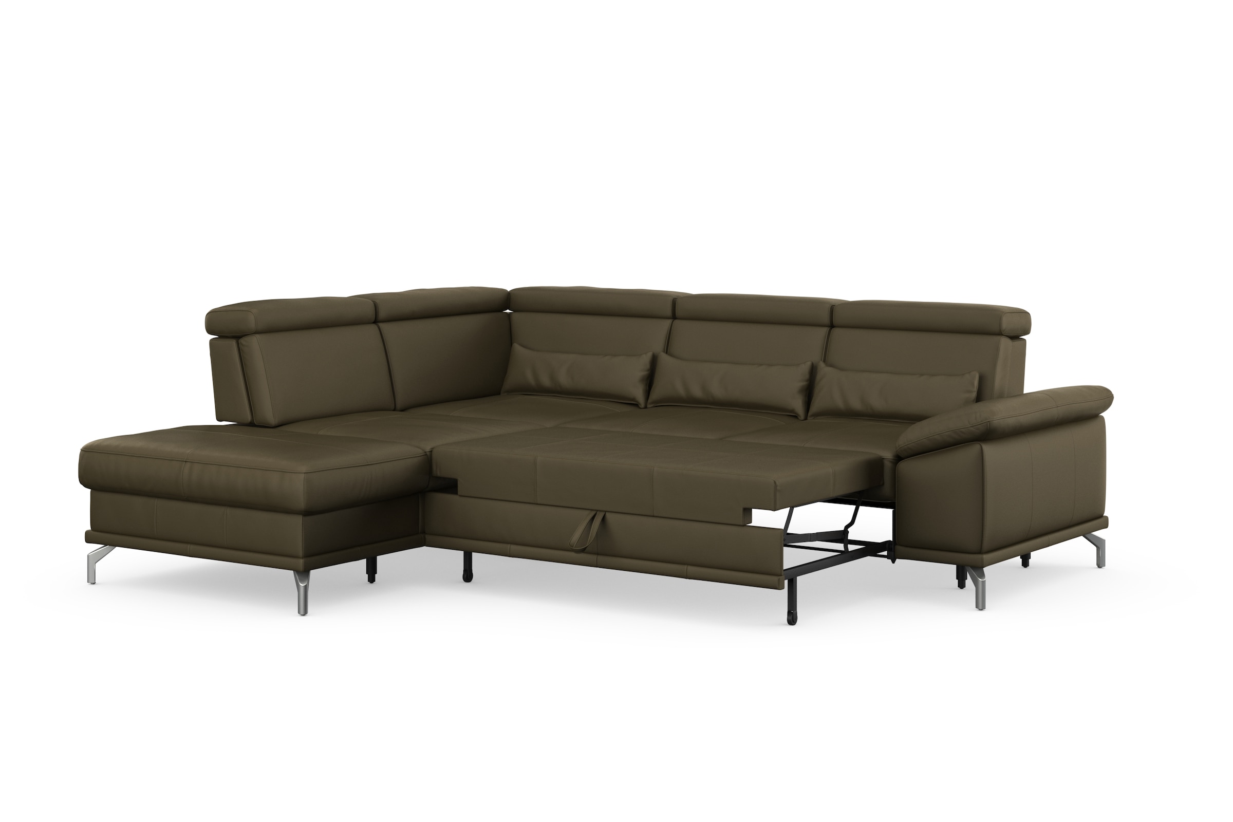 sit&more Ecksofa »Cabrio L-Form, mit Sitztiefenverstellung, Arm- und Kopfteilverstellung«, 3 Nierenkissen, Federkern, optional Bettfunktion und Stauraum