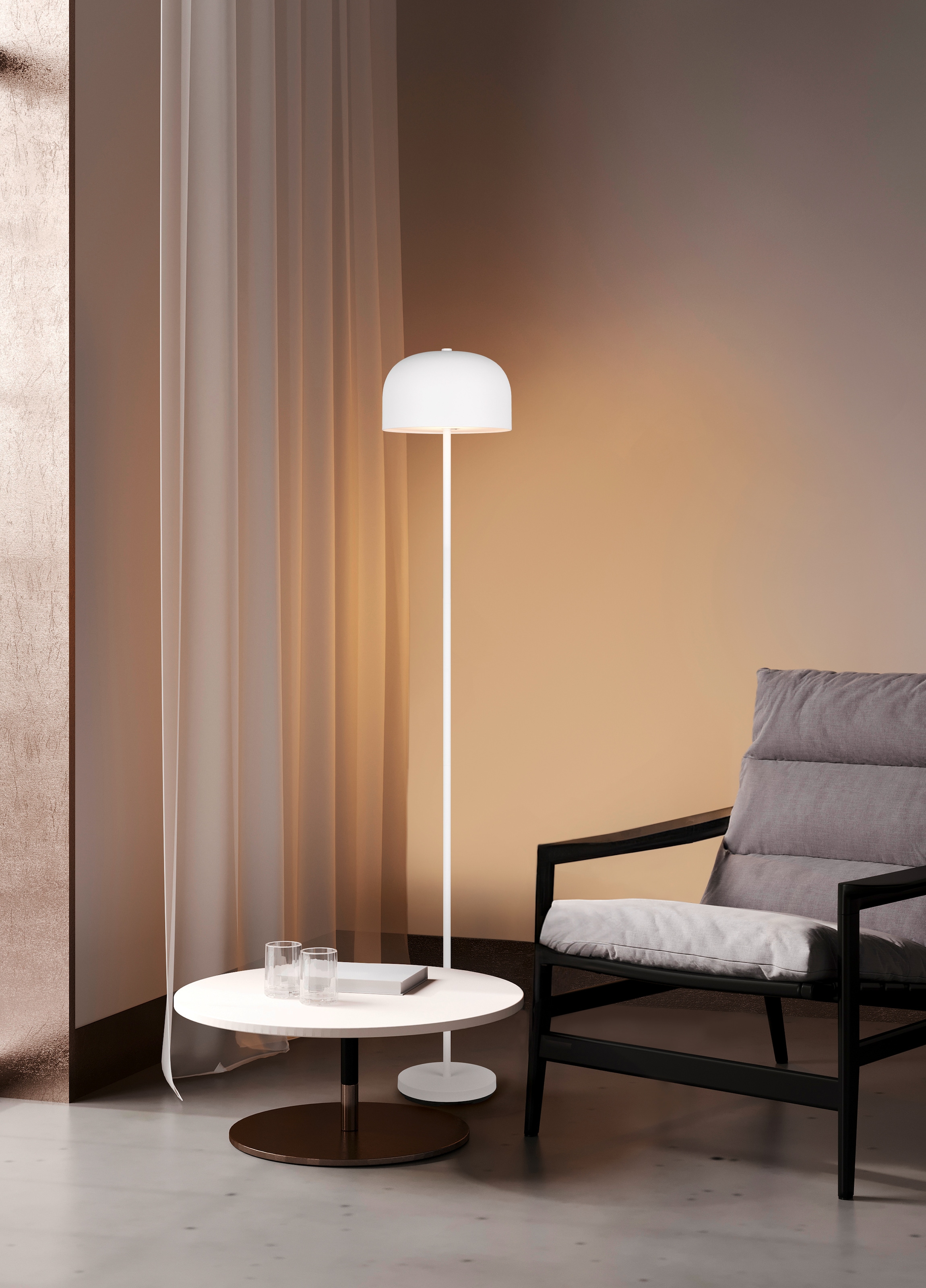 REALITY Leuchten LED Stehlampe »JEFF, Akku LED Stehleuchte mit USB, 2,5W 250 Lumen 3000K warmweiß«, 1 flammig, Leuchtmittel LED-Board | LED fest integriert, Akku LED Stehlampe mit Touchdimmer, USB-Anschluss Höhe max 147 cm