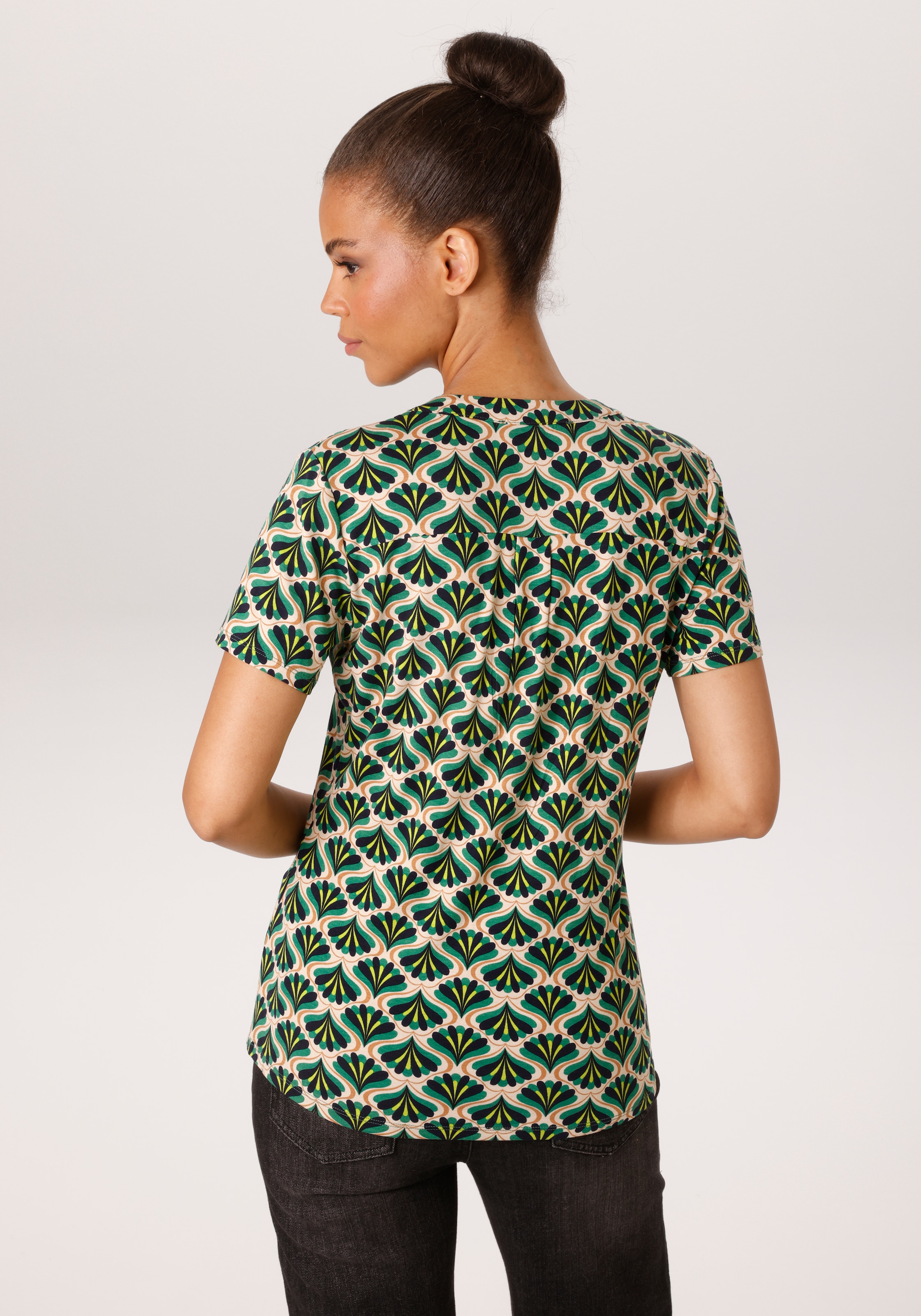 Aniston CASUAL Schlupfbluse mit farbharmonischem Retro-Muster - NEUE KOLLEKTION