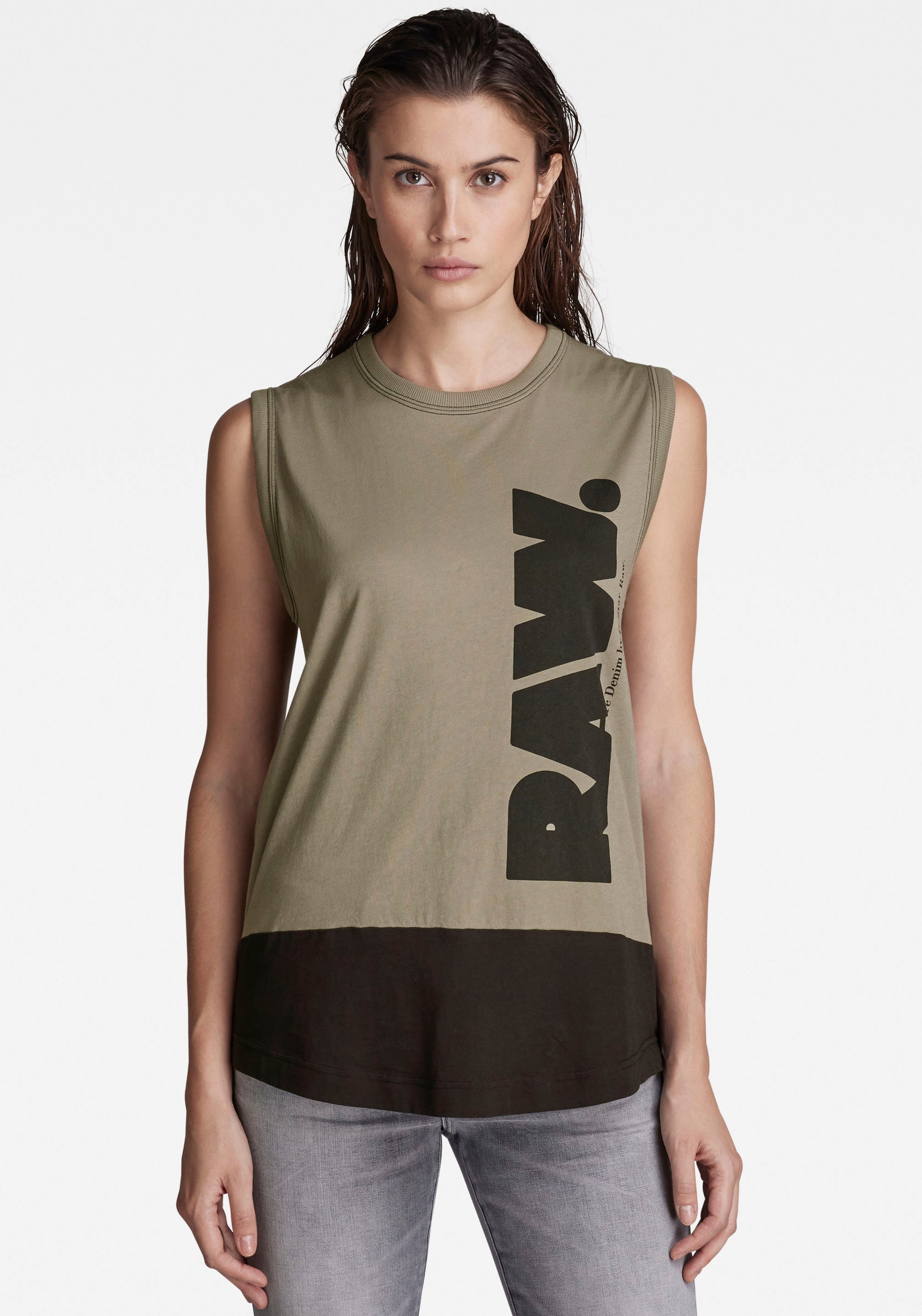G-Star RAW T-Shirt »T-Shirt Lash color block tank to«, mti Logo Grafikdruck  vorne für bestellen | BAUR