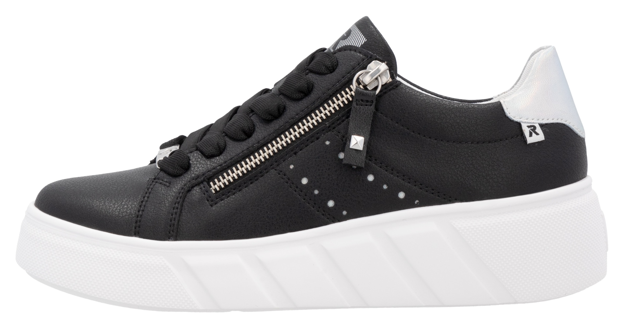 RIEKER Sport Plateausneaker, Freizeitschuh, Halbschuh, Schnürschuh mit seitlicher Perforation