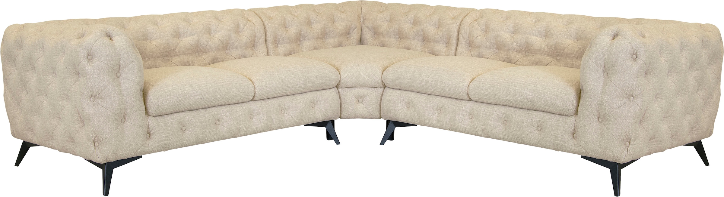 Leonique Chesterfield-Sofa "Ecksofa GLYNIS L-Form mit Wellenunterfederung, günstig online kaufen