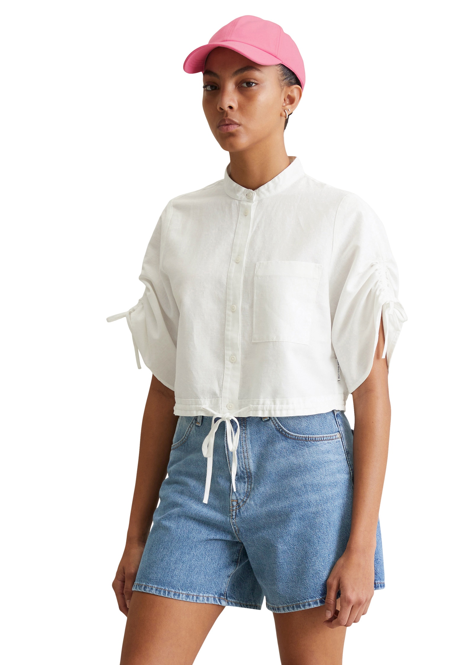 Marc OPolo DENIM Kurzarmbluse "mit Tunnelzug-Details" günstig online kaufen