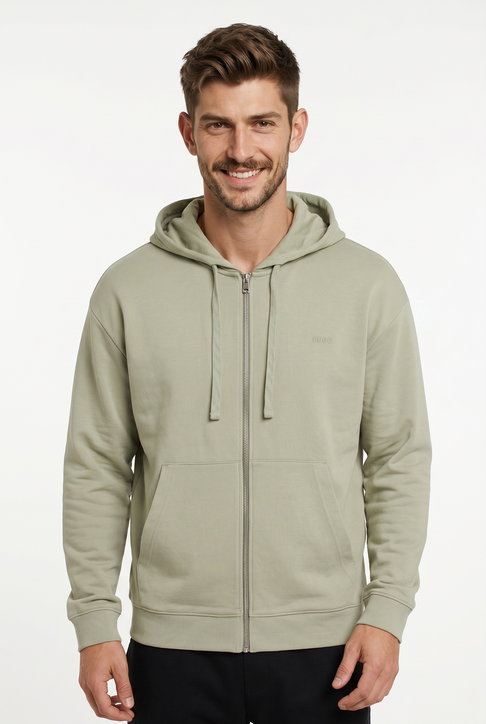 HUGO Kapuzensweatjacke Relaxed Fit, Kapuze, Taschen