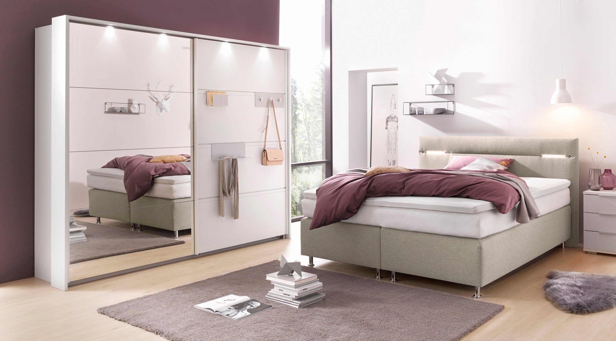 Westfalia Schlafkomfort Boxspringbett, wahlweise mit LED-Beleuchtung