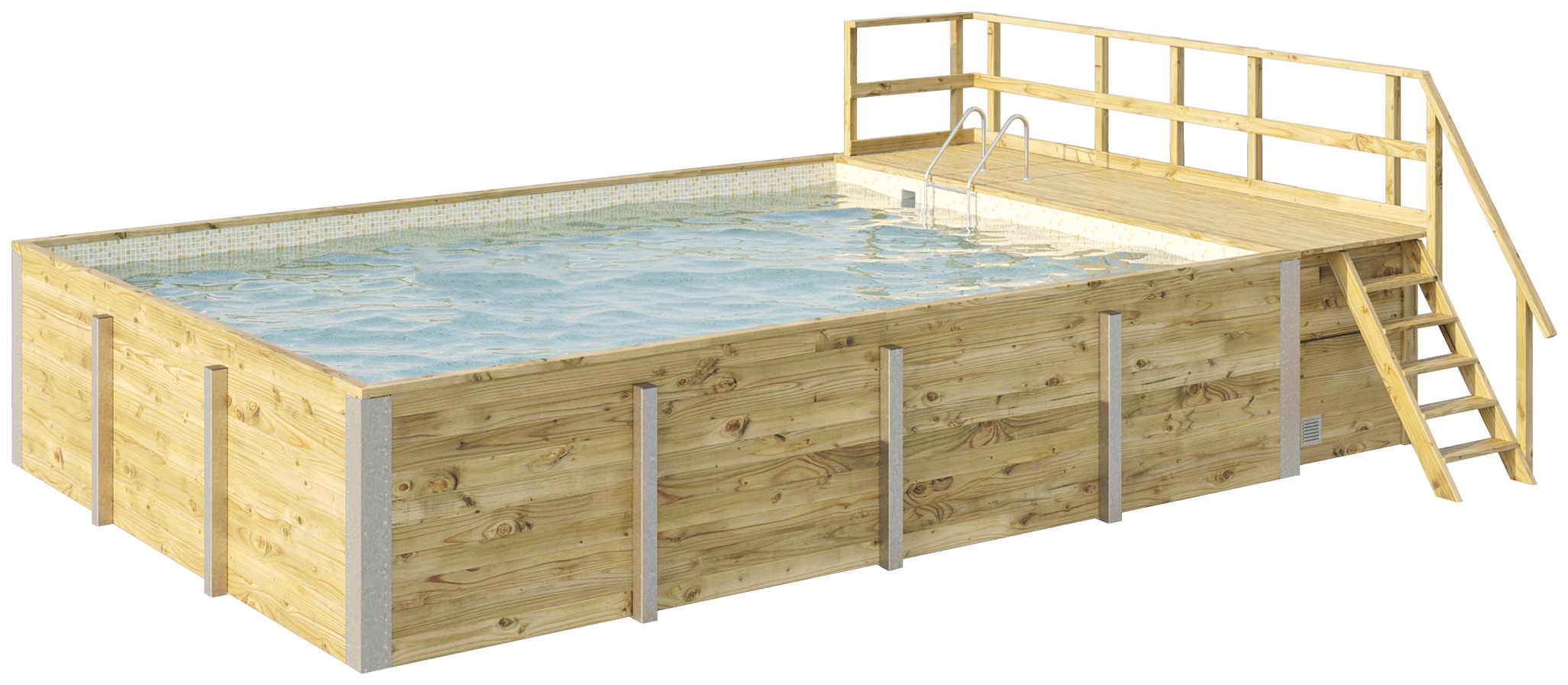weka Rechteckpool "595 Gr. 2 mit Sonnendeck und Technikraum" BxLxH: 416x644x116 cm, verschiedene Folienfarben