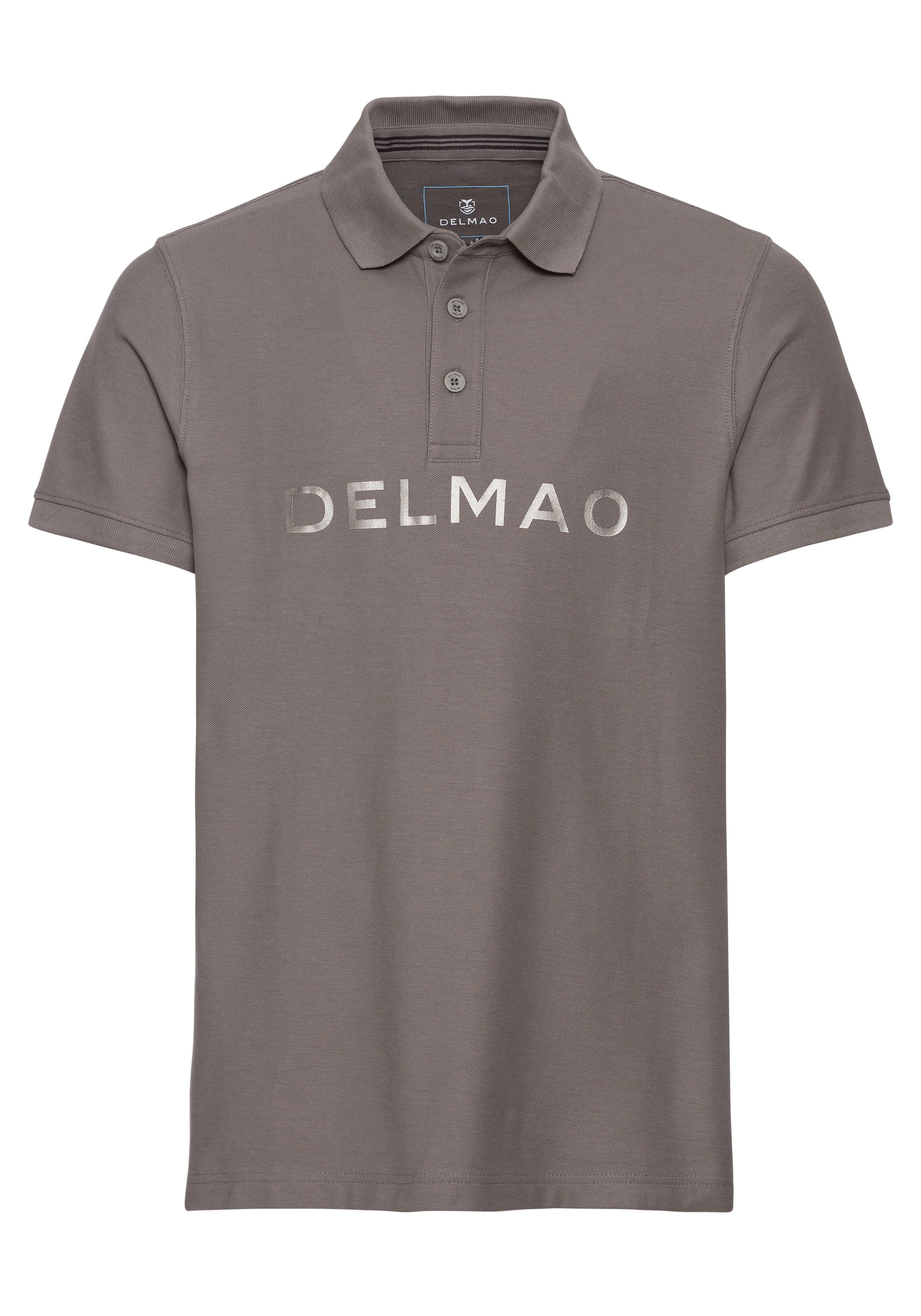 DELMAO Poloshirt, Kurzarm, mit Rippbündchen, mit Print, Polokragen, aus Baumwolle