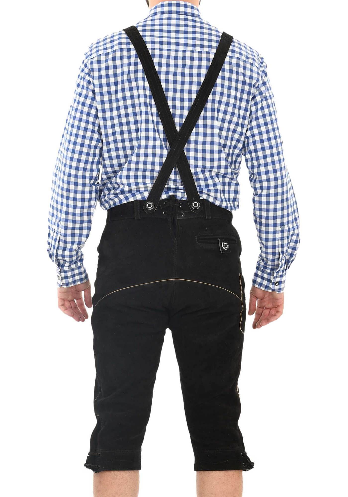 Alessandro Salvarini Trachtenlederhose »ASGustl«, Lederhose in Trachtenstil mit Stickerei und Trägern aus Echtleder