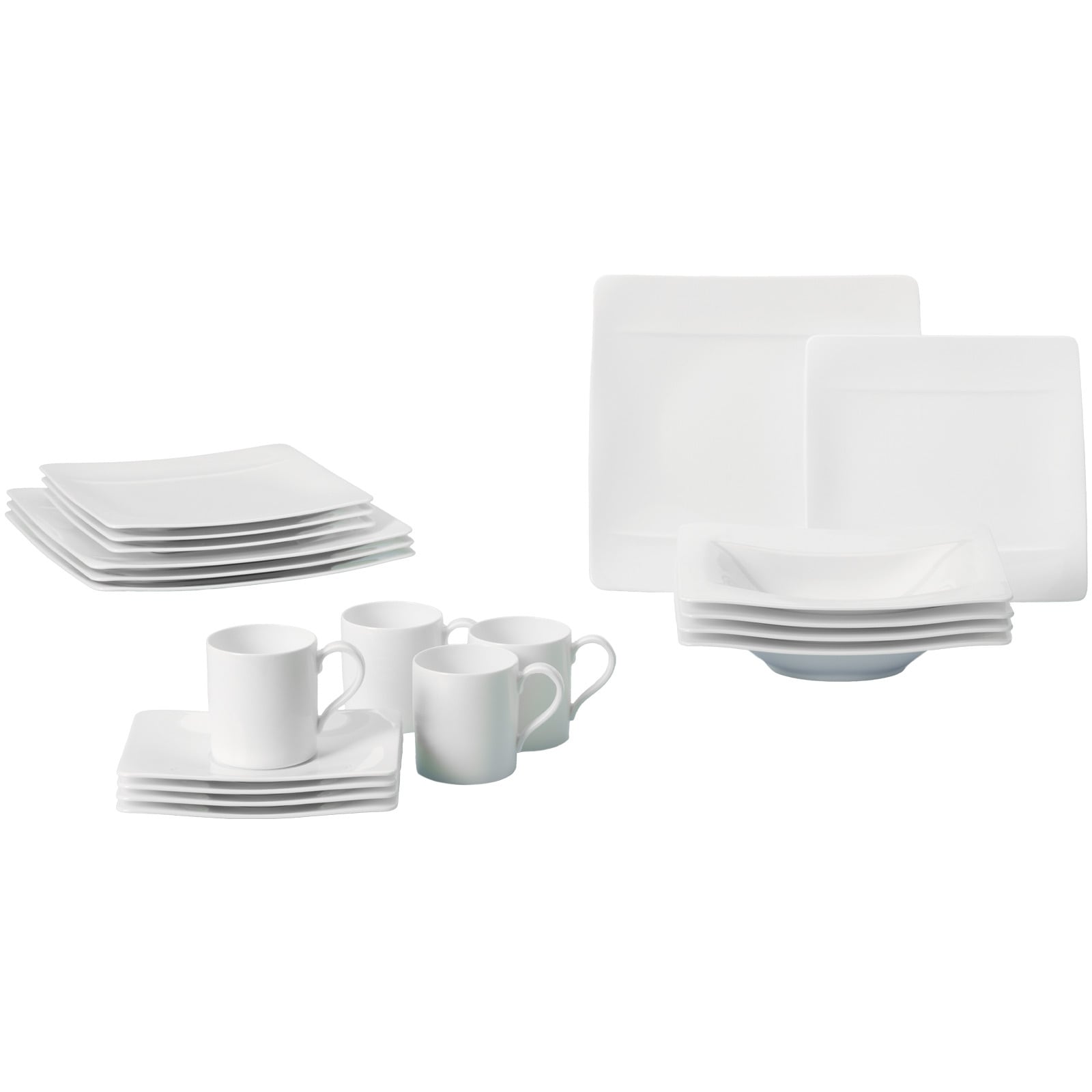 Villeroy & Boch Geschirr-Set "Basic-Set Modern Grace 20er Set weiß" Spülmaschinengeeignet, Mikrowellenfest