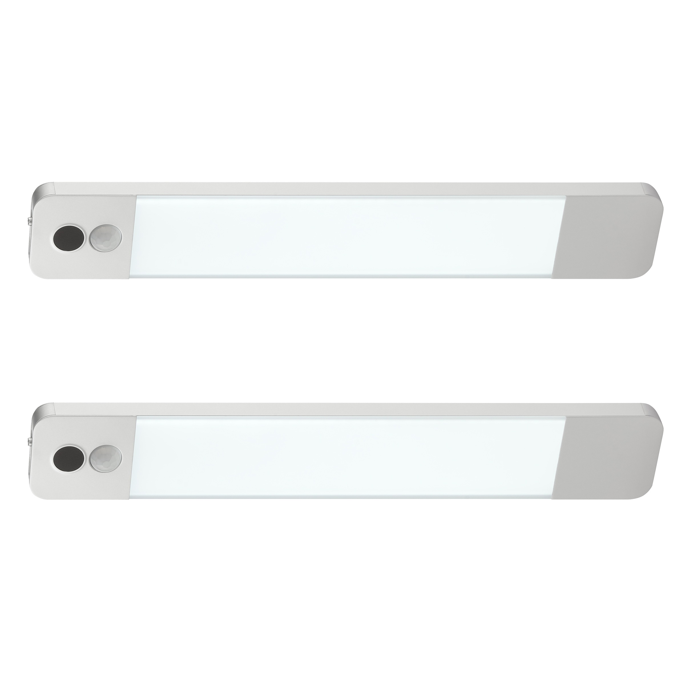 HANSEATIC LED Unterbauleuchte "LUBLUGHK223", aluminiumfarben, 1, H: 1cm, 2 Stk., Leuchten, 2er-Set, 25 cm, 150 lm, Akkubetrieb, Bewegungsmelder, dimmbar, 4000 K