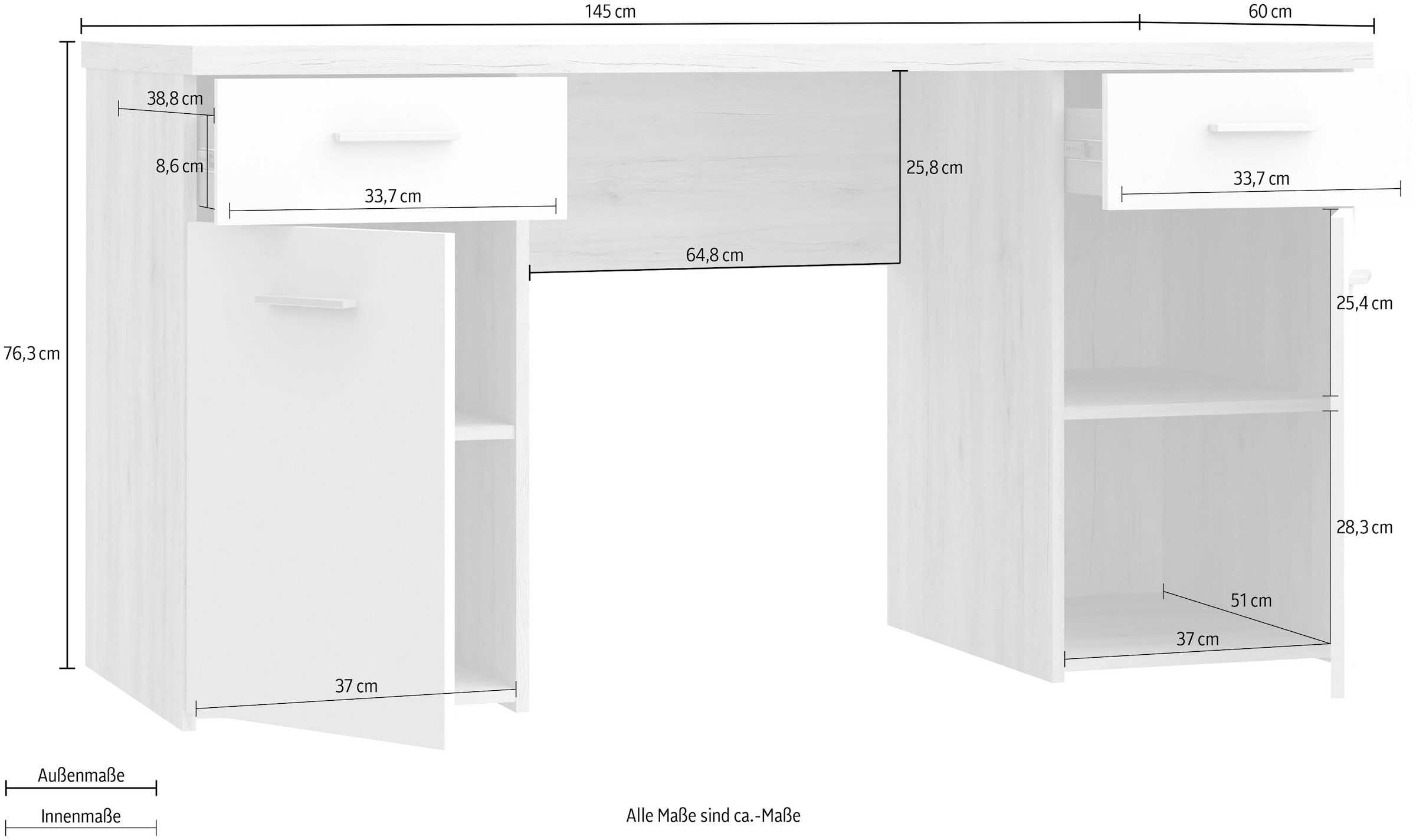 FORTE Schreibtisch »NET 106«, Breite 145 cm, praktisch für das Home Office