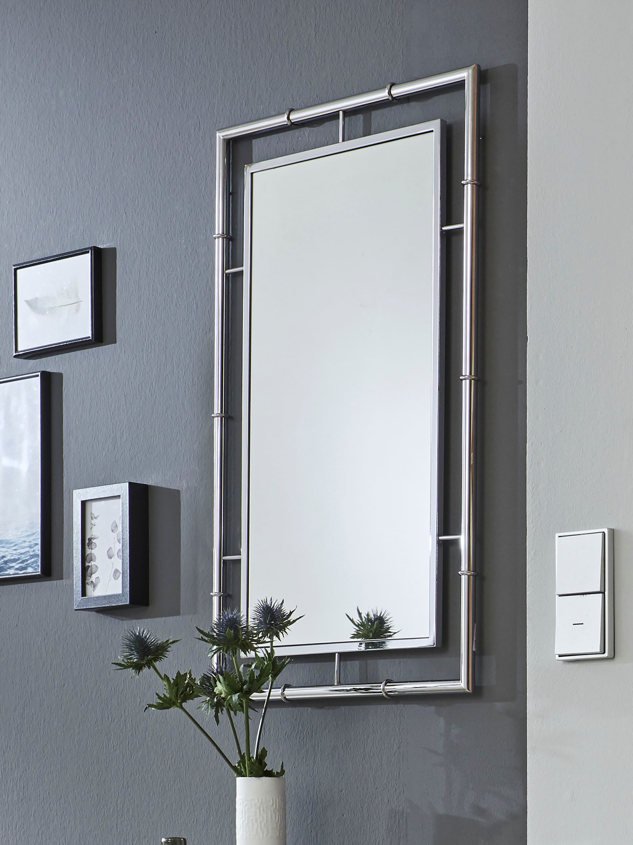 HAKU Spiegel »Dekospiegel, Wandspiegel« rechteckig - aus Metall Silber - B/T/H 50/3/80 cm