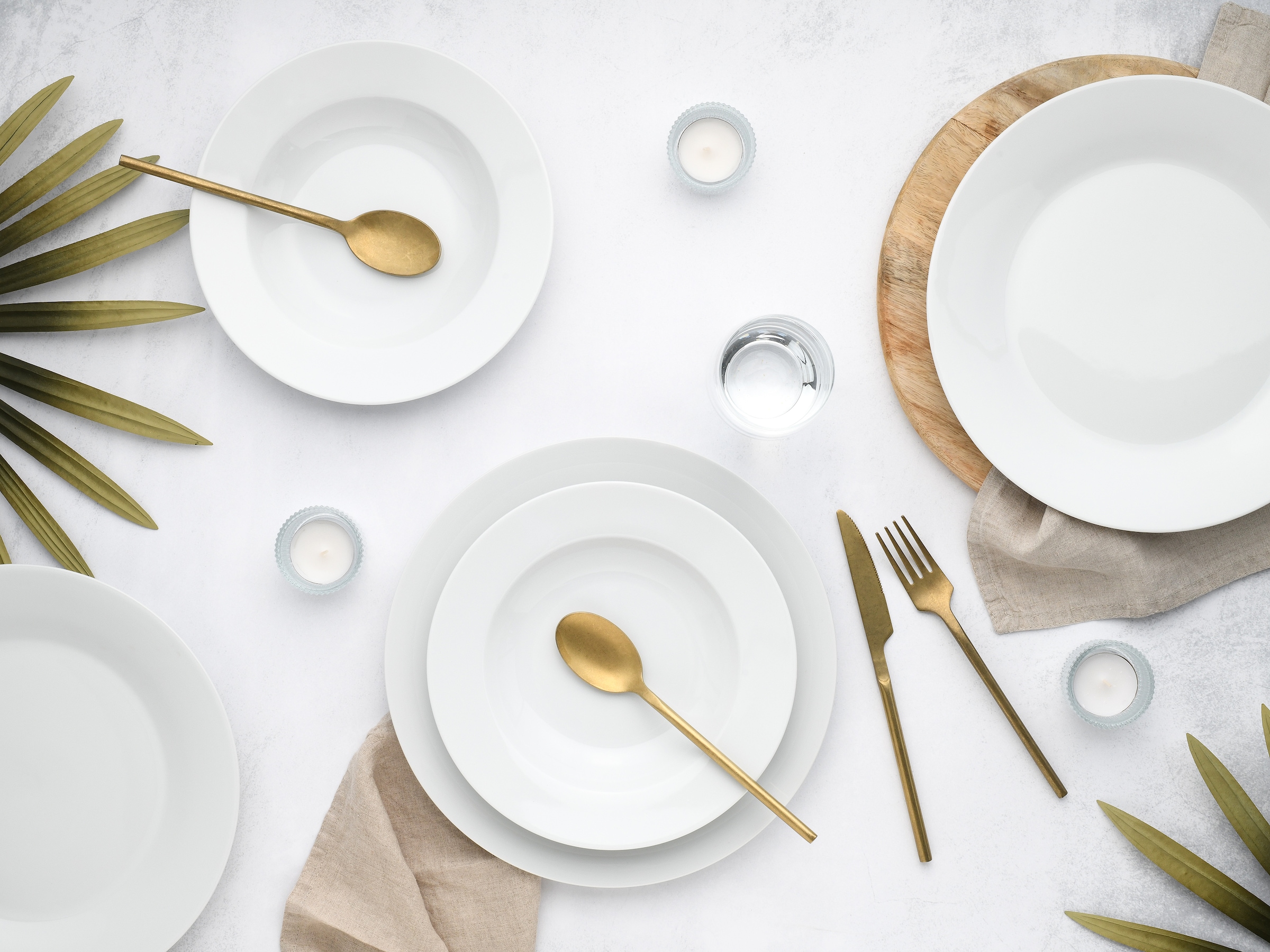 CreaTable Tafelservice »BASE Weiß, Service 12-tlg.« Teller Set, Klassisch, Zeitlos, Der Alleskönner