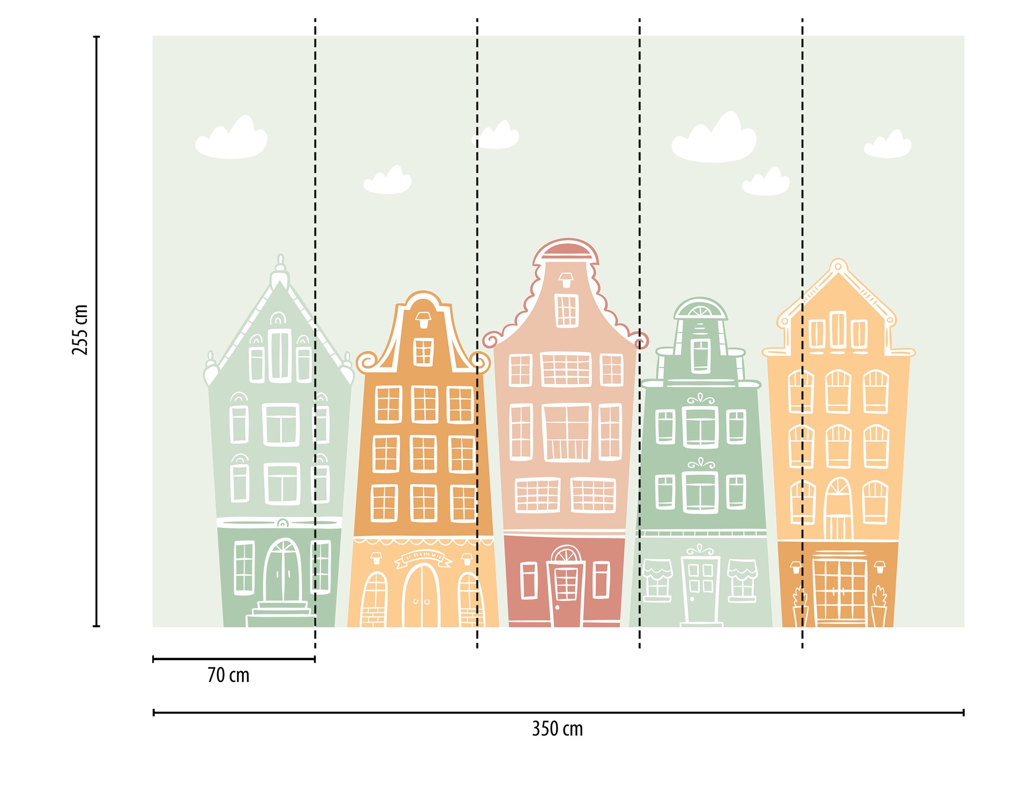 Thumbnail - A.S. Création Vliestapete "Fototapete bunte Altstadthäuser Pastell Kinder" matt strukturiert
