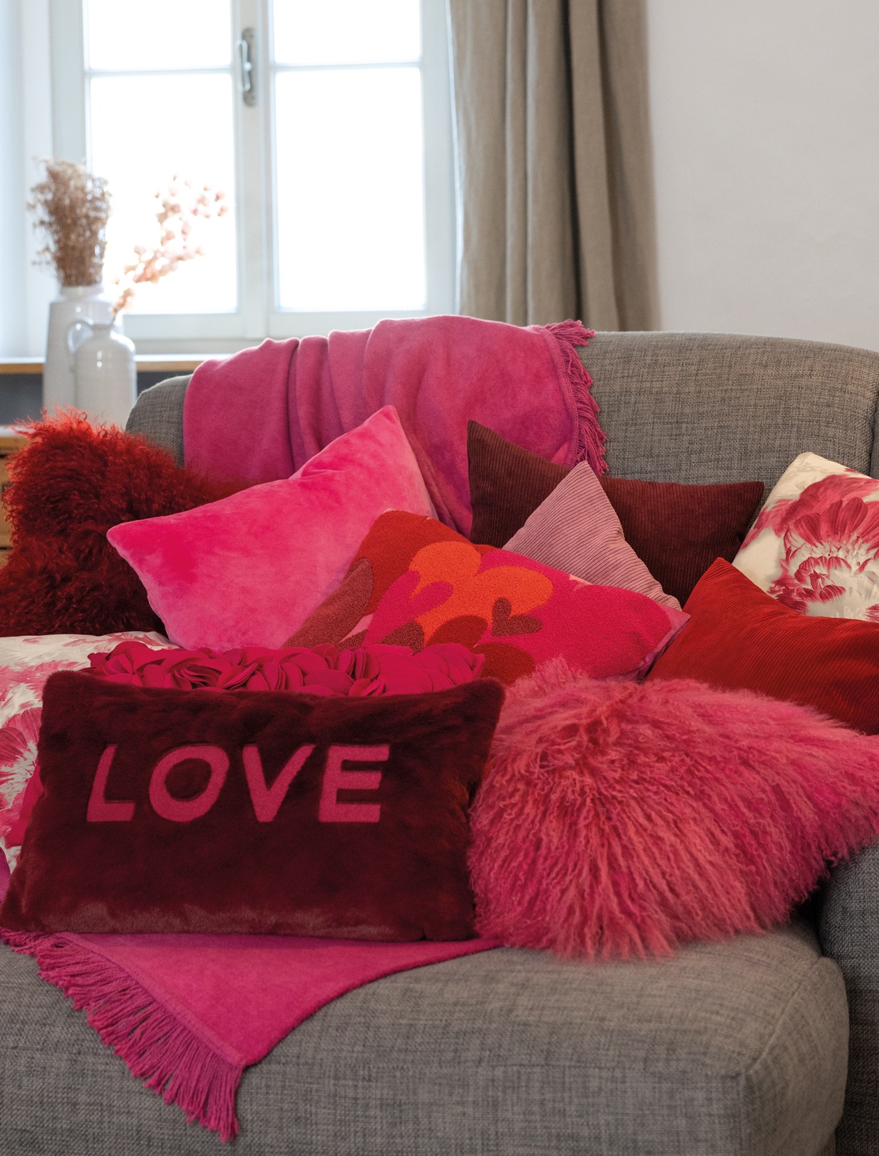 PAD Dekokissen "HEARTS EMBROIDERY" schicke stickerei günstig online kaufen