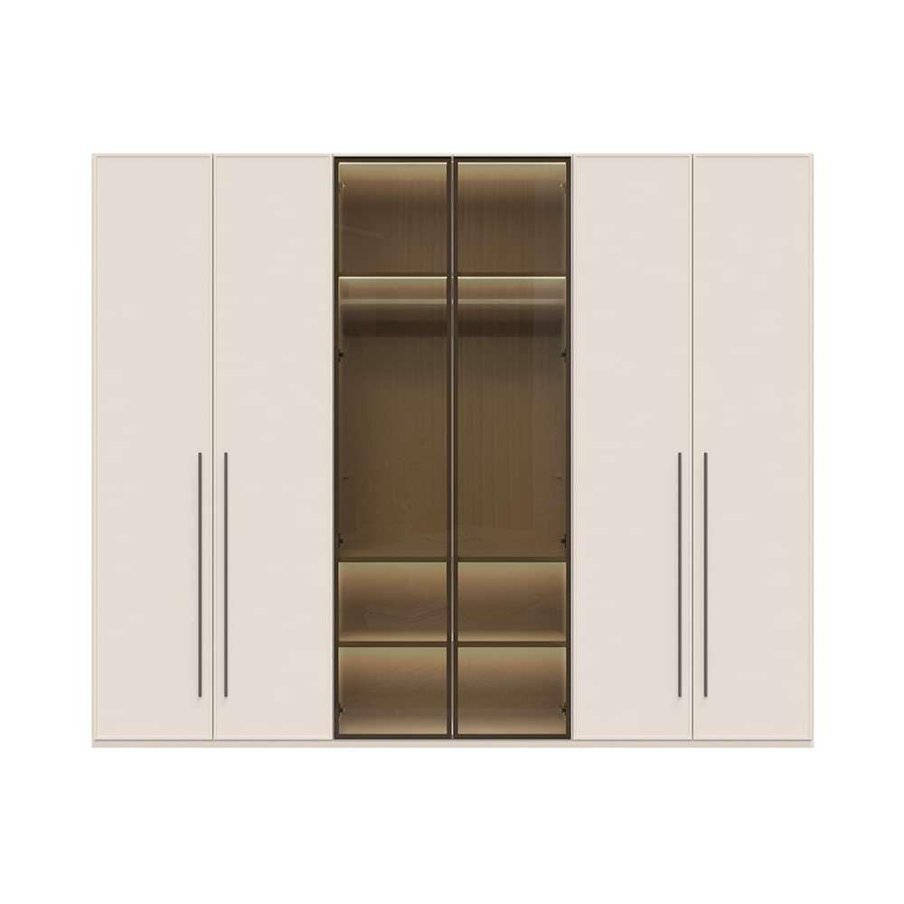 Places of Style Drehtürenschrank »Opera Parsol-Glastüren, LED-Innenbeleuchtung, mit und ohne Kranz«, Glastüren, UV-Lack, LED-Innenbeleuchtung, Soft-Close-Funktion
