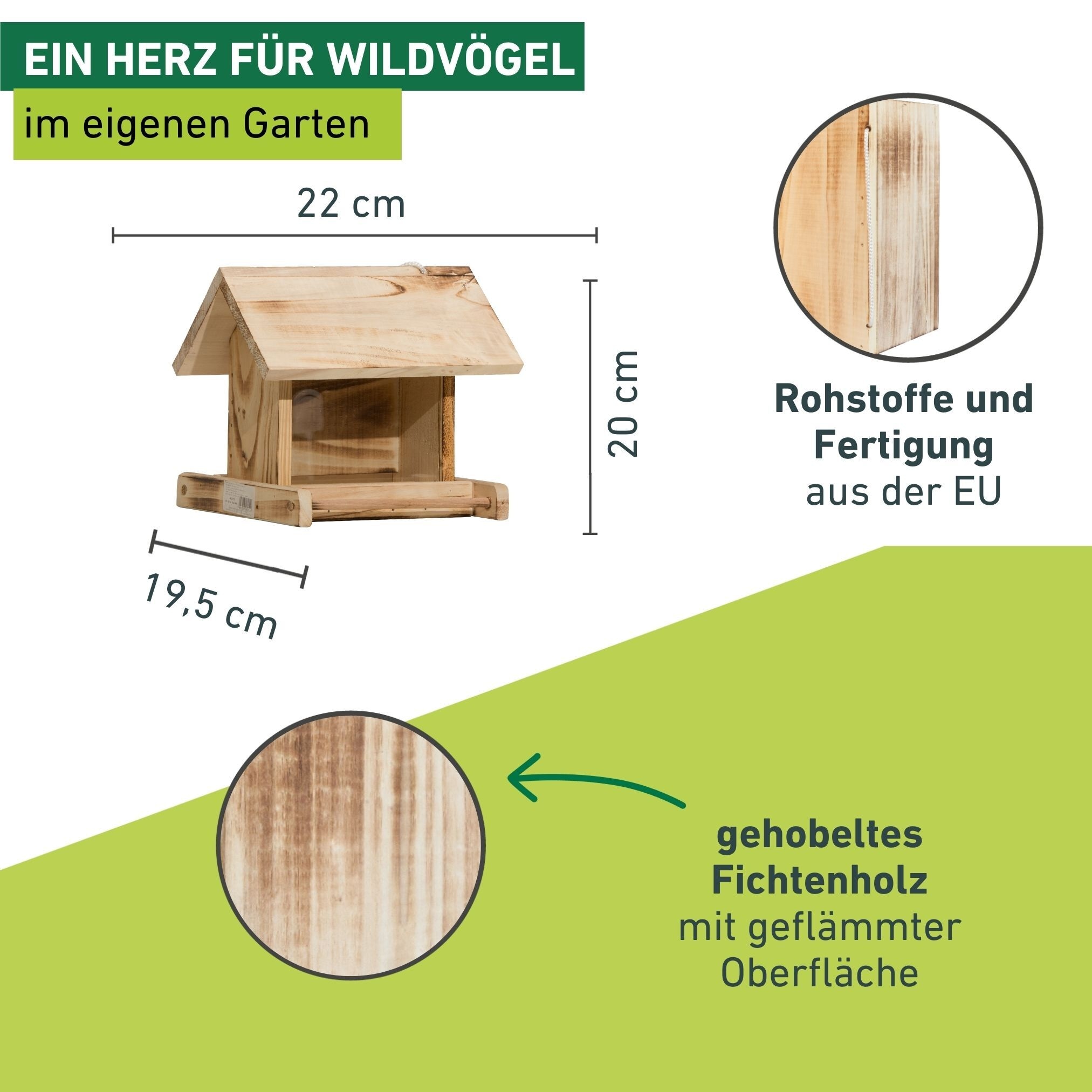 Windhager Vogelhaus »Garden, Vogelfuttersilo aus Fichtenholz« Futterstation inkl. Aufhängung und Sitzstange, Füllvolumen 1,25 Liter