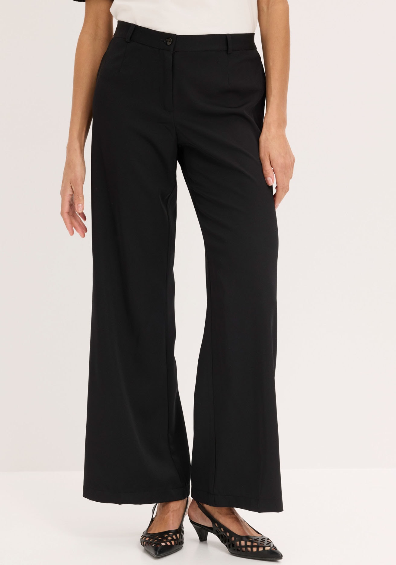 bonprix Marlene-Hose mit weitem Bein, Bügelfalte und bequemem Bund