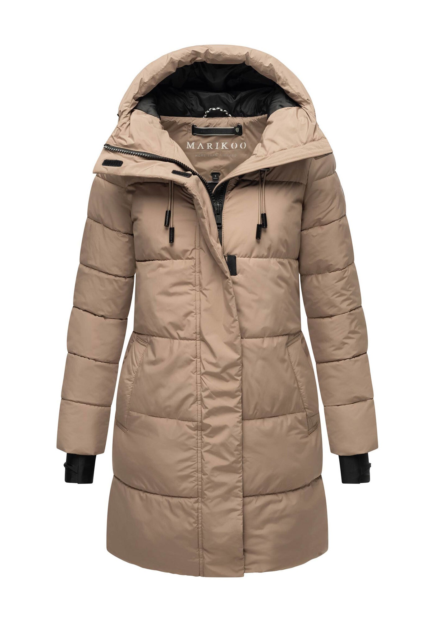 Winterjacke MARIKOO "Kaituu XVI", Damen, Gr. 4XL, grau (taupe grau), Obermaterial: 100% Polyester; Innenseite: 100% Polyester; Futter: 100% Polyester; Wattierung: 100% Polyester, Jacken Winterjacke, mit großer Kapuze 3