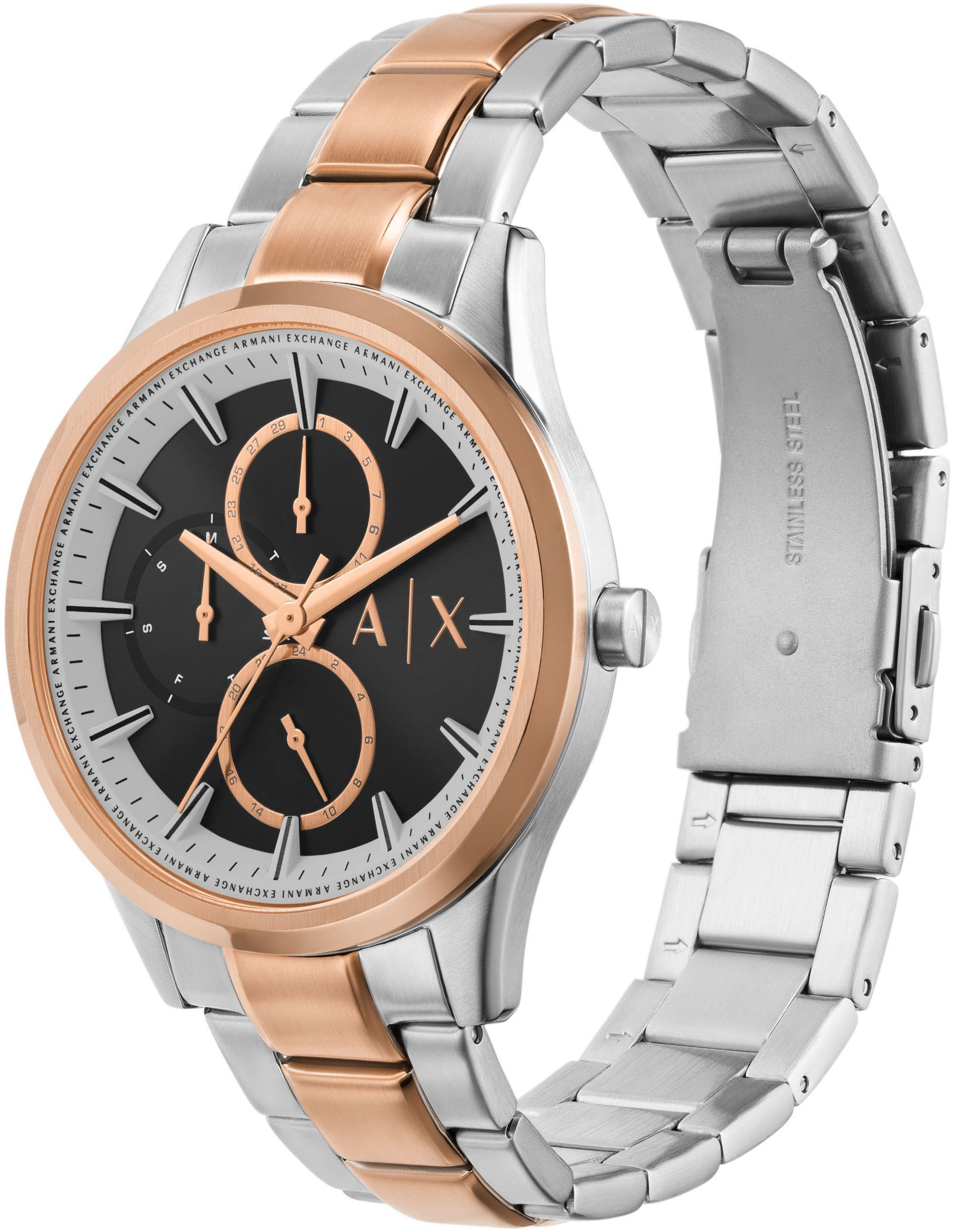 ARMANI EXCHANGE Multifunktionsuhr, Quarzuhr, Armbanduhr, Herrenuhr, analog, Edelstahlarmband