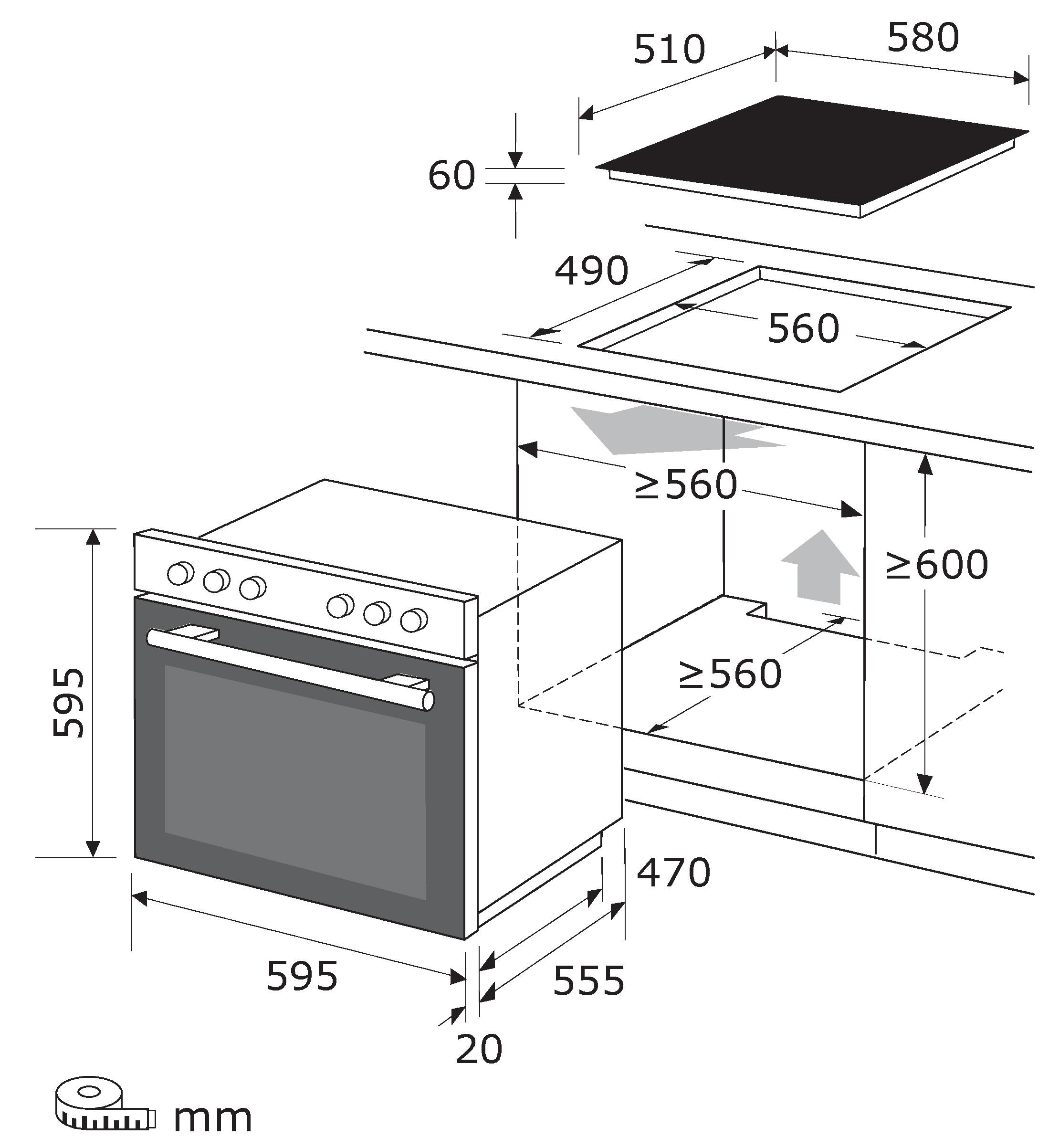 exquisit Induktions Herd-Set »EHE367-U-120 mattschwarz-Set« Backofen;Glaskeramikkochfeld, 2 Stk. tlg. Modern, trendiges Mattschwarz,Umluft ideal für mehrere Plätzchenbleche