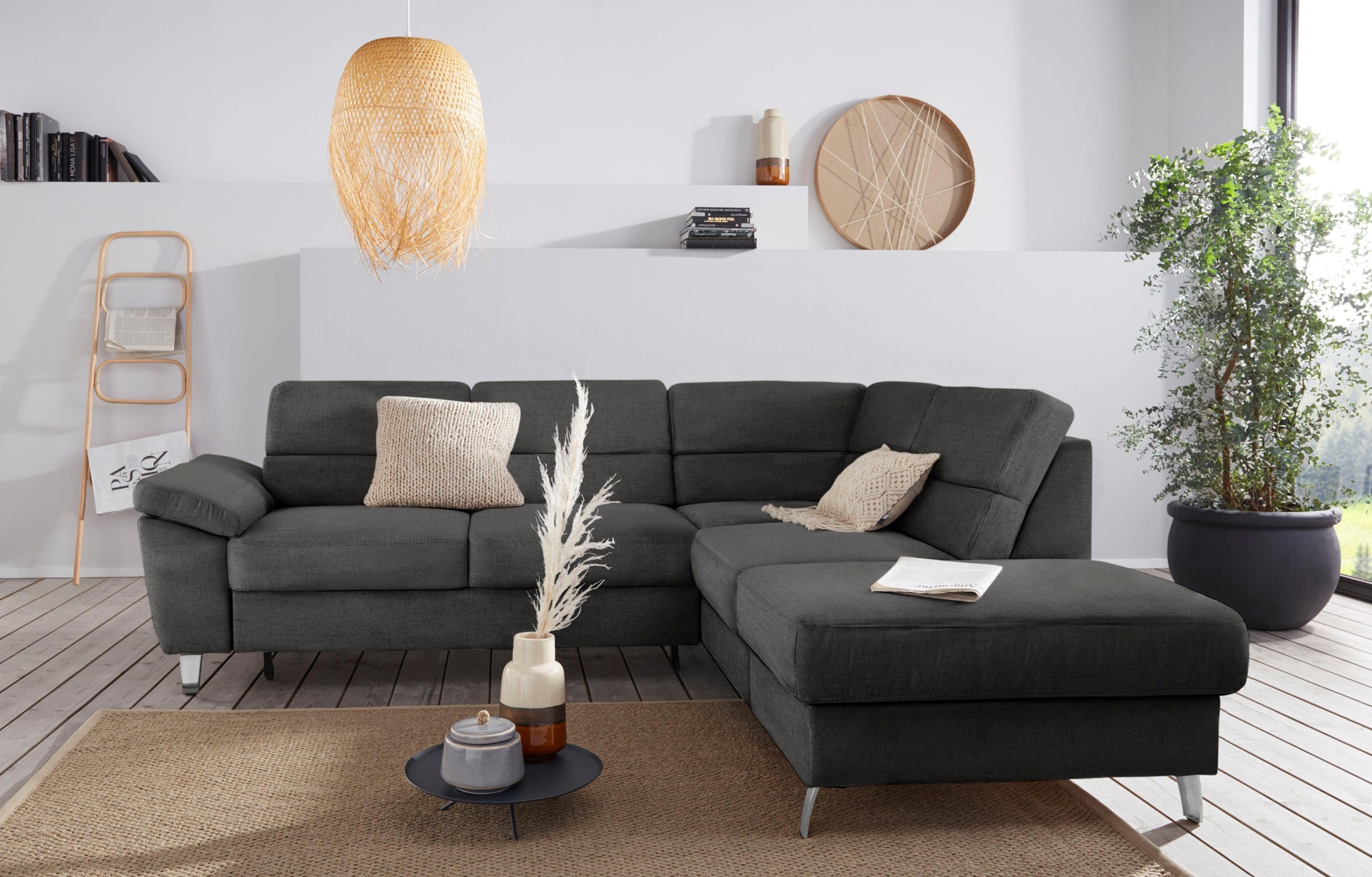 sit&more Ecksofa »Sorano L-Form«, wahlweise mit Bettfunktion und Bettkasten