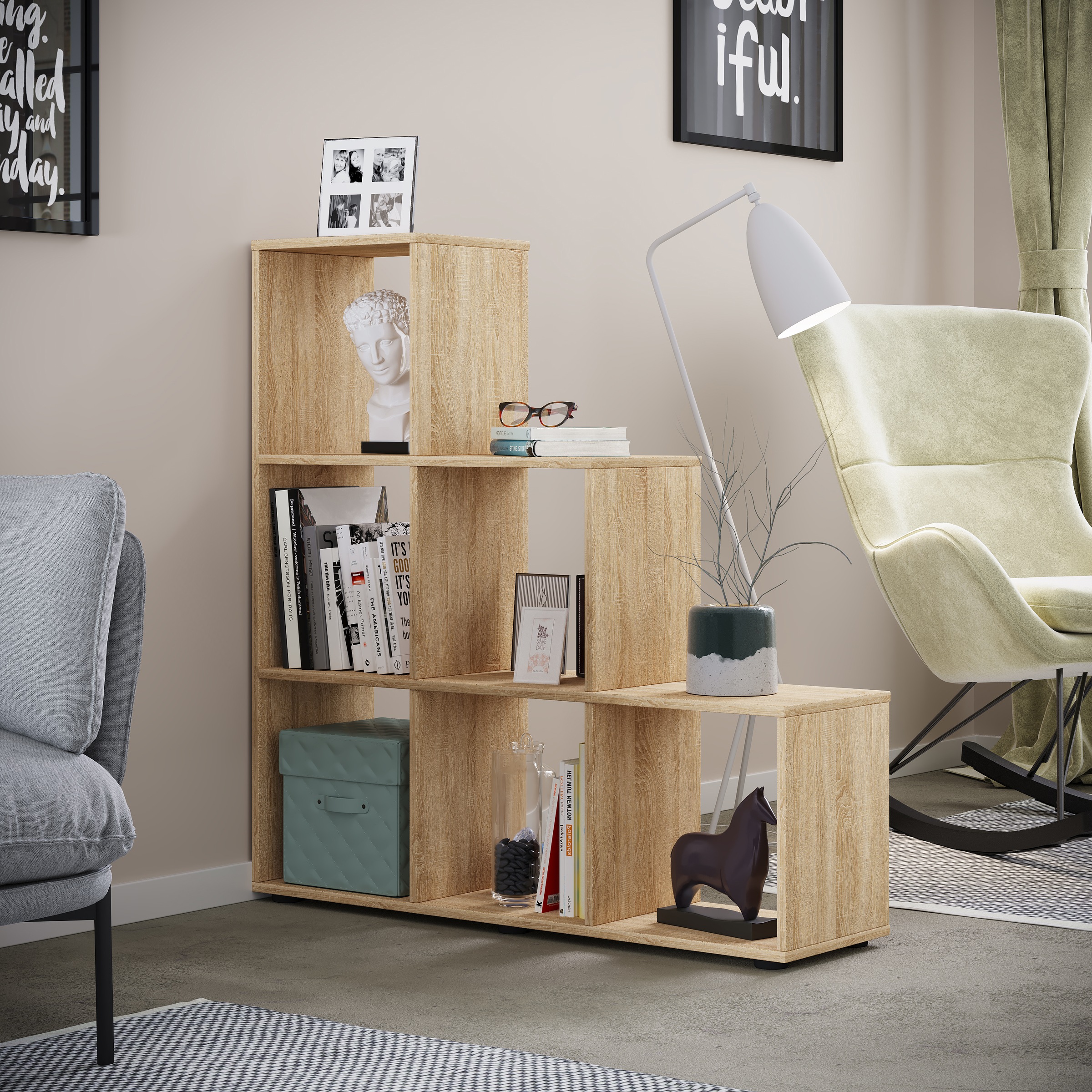 VCM Standregal »Holz Stand Treppenregal Regal 6 Fächer Nitas«