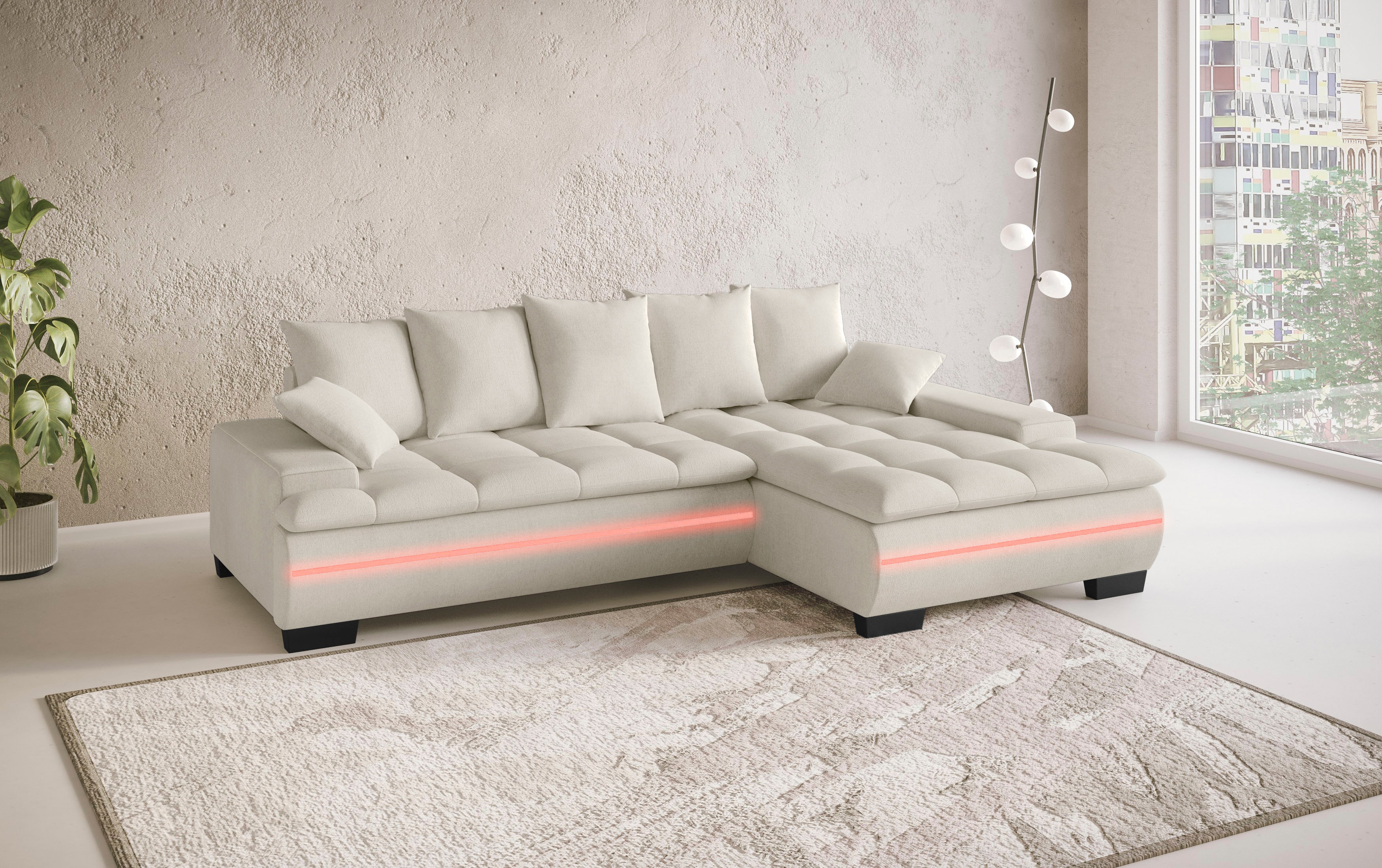 Thumbnail - Mr. Couch Ecksofa "Haiti II, L-Form", RGB-LED Beleuchtung, Kaltschaum, wahlweise mit Bett, Bettkasten