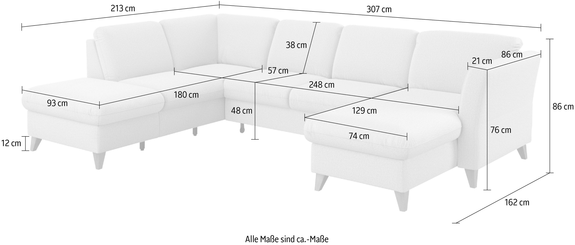 Home affaire Wohnlandschaft »Trelleborg U-Form«, Federkern-Polsterung, wahlweise mit Bettfunktion und Stauraum